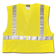 Class 2, Tear-Away, Polyester Mesh Safety Vest, 2" Silver Stripe, FLUOR LIME