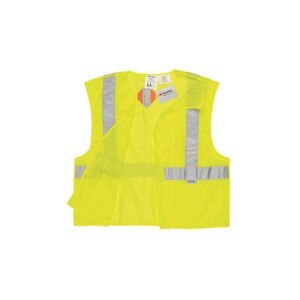 Class 2, Tear-Away, Polyester Mesh Safety Vest, 2" Silver Stripe, Flame-retardant, FLUOR LIME