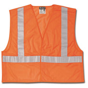 Class 2, Tear-Away, Polyester Mesh Safety Vest, 2" Silver Stripe, FLUOR ORANGE