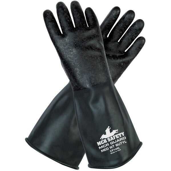 Gloves, MCR Guard, Small, Butyl, Black, 14 Inch L