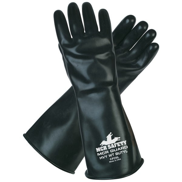 Gloves, MCR Guard, X-Large, Butyl, Black, 14 Inch L
