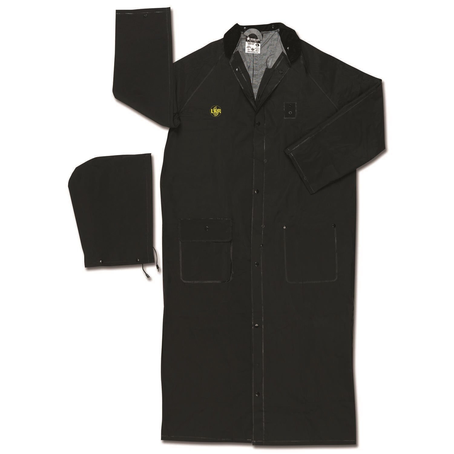 Classic Plus, .35mm, PVC/Polyester, Flame Resistant, RiderCoat, W/Detached Hood, Cor Collar, BLACK
