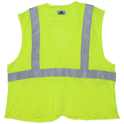 FR Safety Vest, Lime, Mesh, Hook & Loop, 3 Pockets, Medium