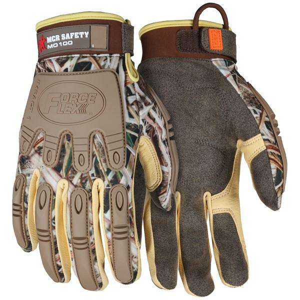 Mechanics Gloves, ForceFlex, Medium, Synthetic, Brown