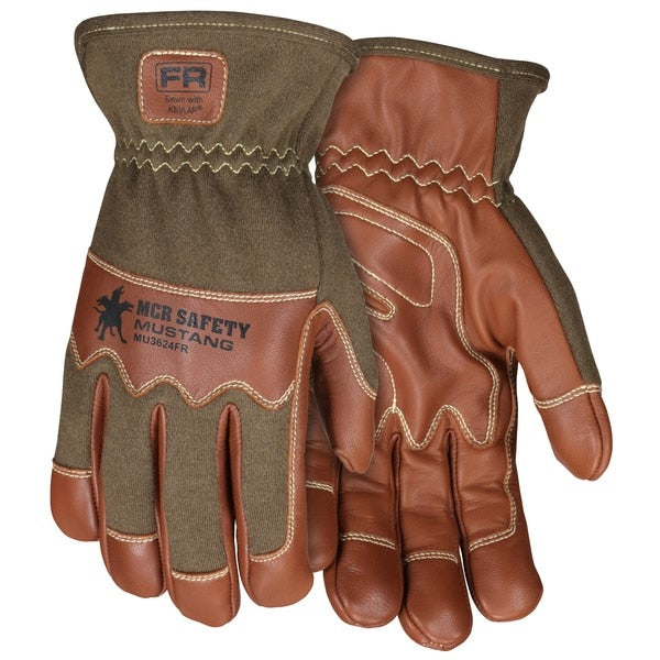 MU3624FRXL MCR Safety Mustang Cut Resistant Gloves, Leather, X-Large, Brown