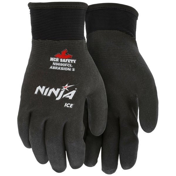 Gloves, Ninja, Medium, Nylon/Acrylic, Black, Knit Wrist Cuff