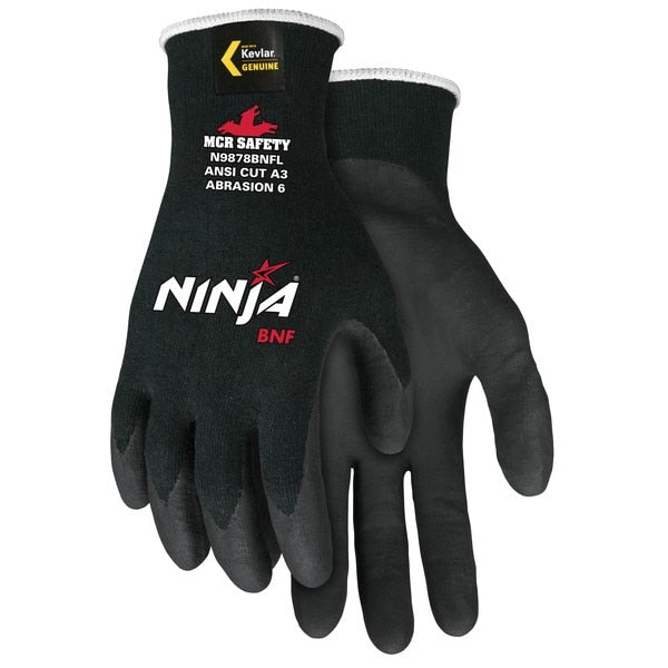 Cut Resistant Gloves, Ninja, Kevlar/Steel, X-Large, Black