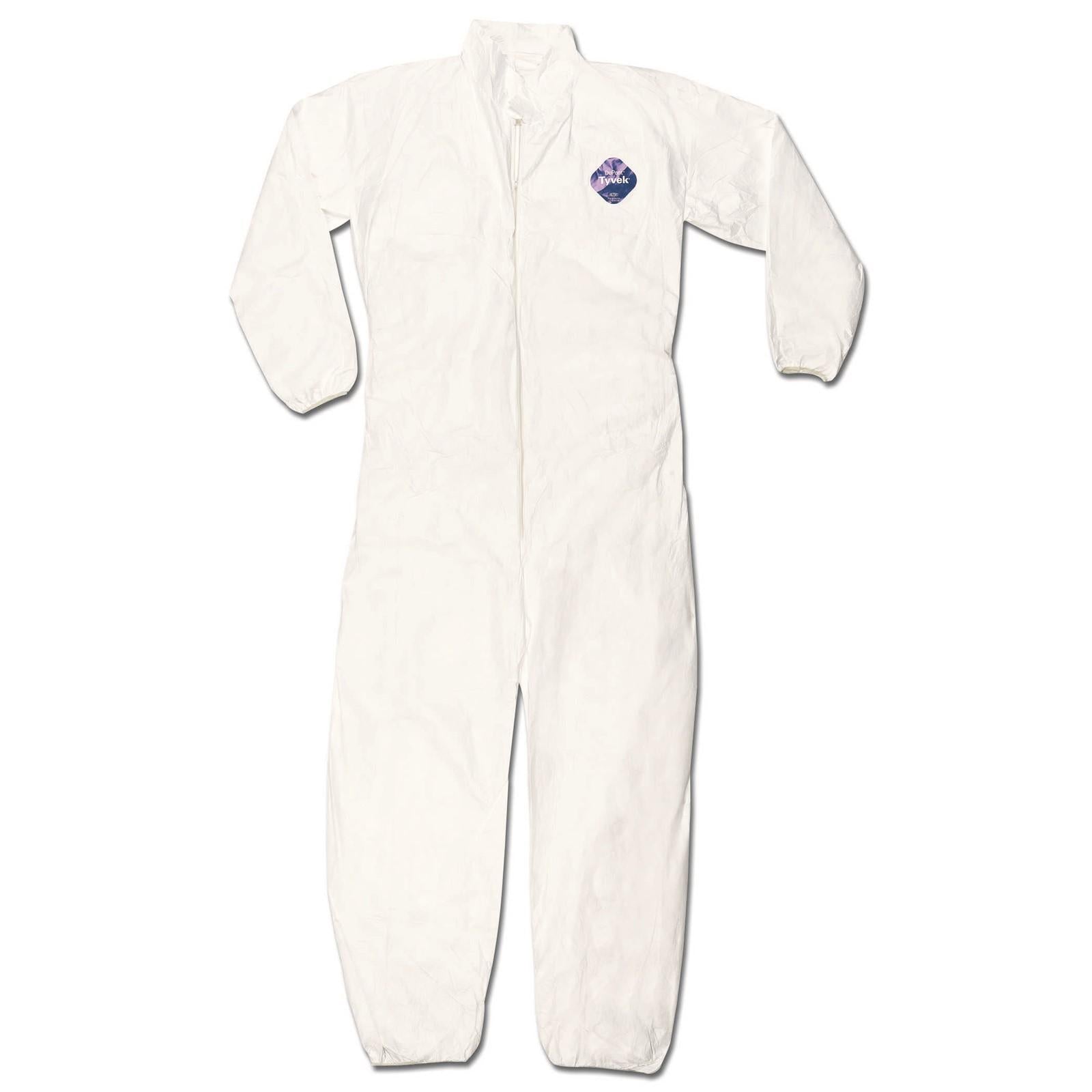 Tyvek Coverall w/collar, zipper front, elastic sleeves/ankles