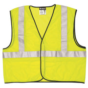 Value Class 2, Mesh, Zipper, Safety Vest, 2" Silver Stripe, FLUOR LIME