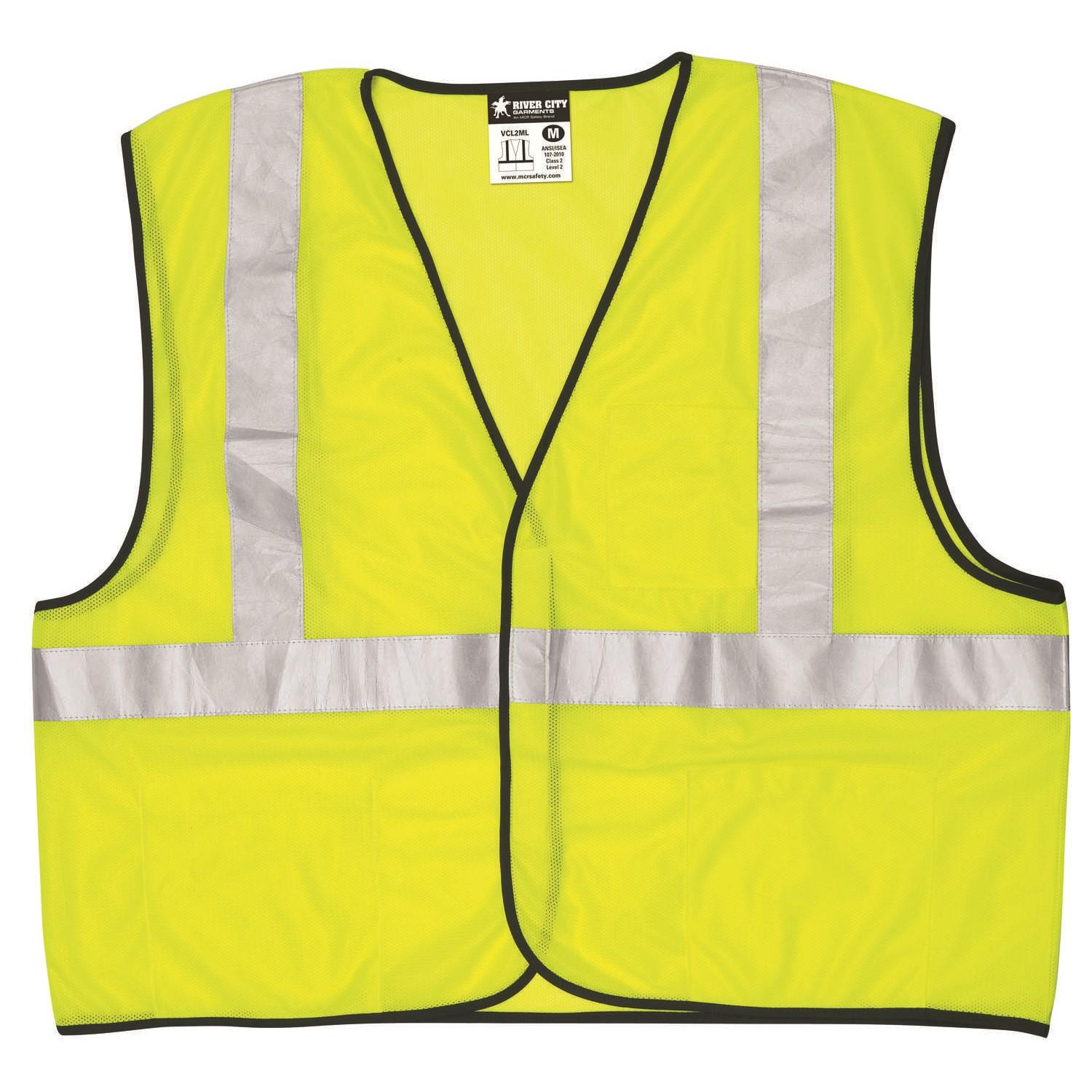 Value Class 2, Mesh, Zipper, Safety Vest, 2" Silver Stripe, FLUOR LIME
