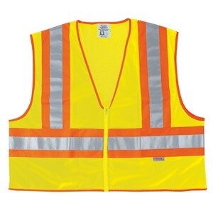 Poly, Mesh Safety Vest, 4 1/2" Orange/Silver Stripe, LIME