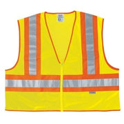 Poly, Mesh Safety Vest, 4 1/2" Orange/Silver Stripe, LIME