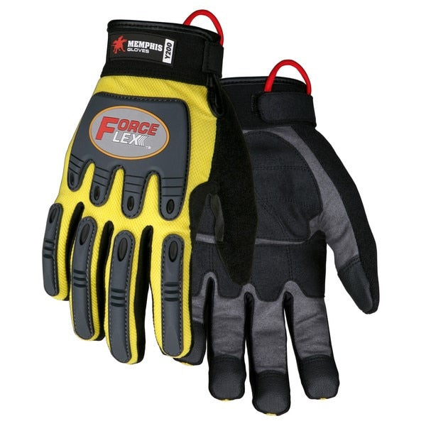 Mechanics Gloves, ForceFlex, Medium, Synthetic, Gray