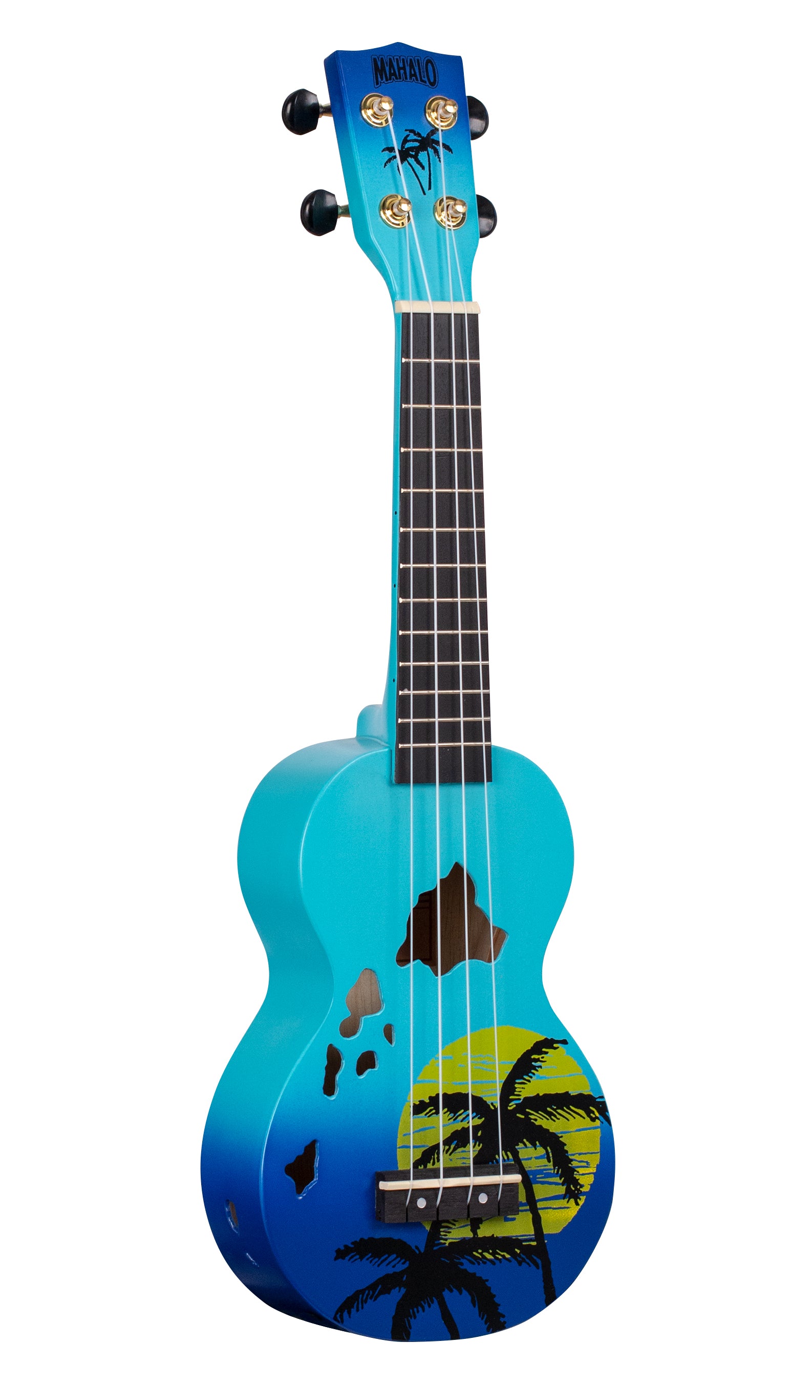 Mahalo MD1-HABUB Hibiscus Soprano Ukulele. Blue Burst