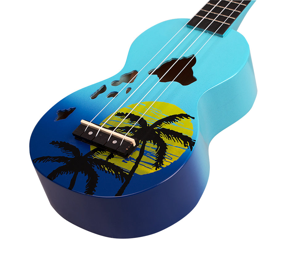 Mahalo MD1-HABUB Hibiscus Soprano Ukulele. Blue Burst