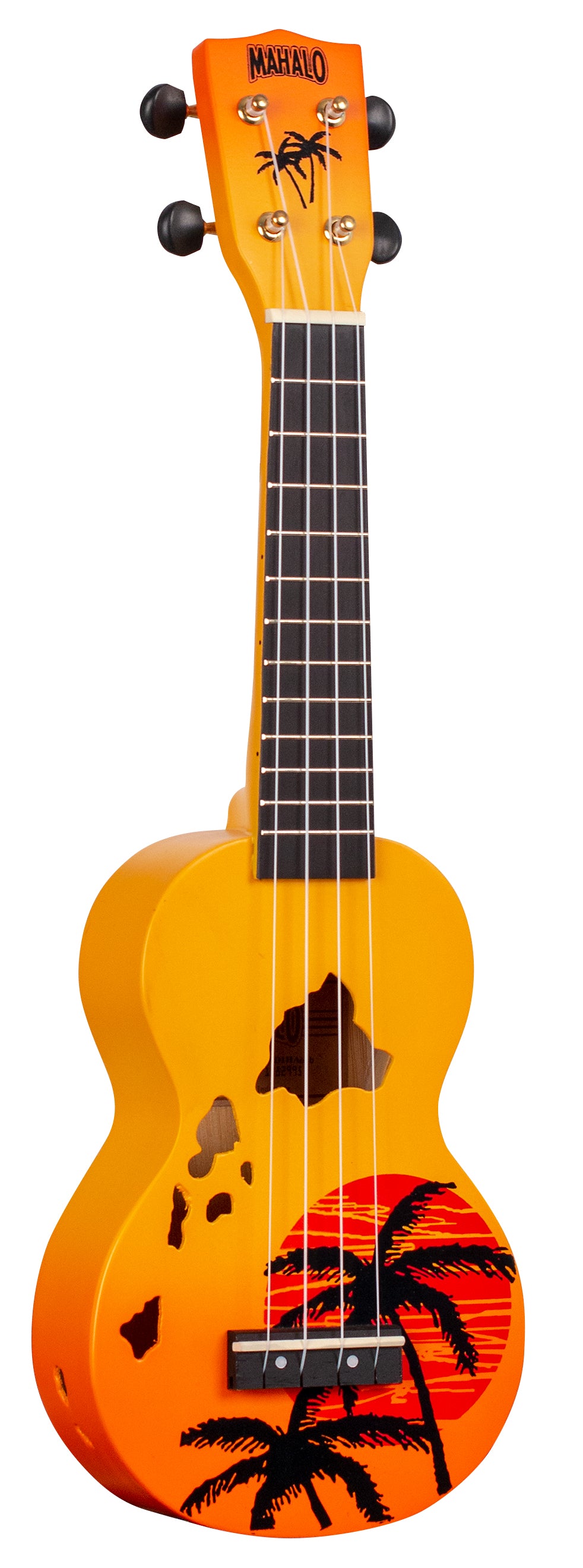 Mahalo MD1-HAORB Hibiscus Soprano Ukulele. Orange Burst