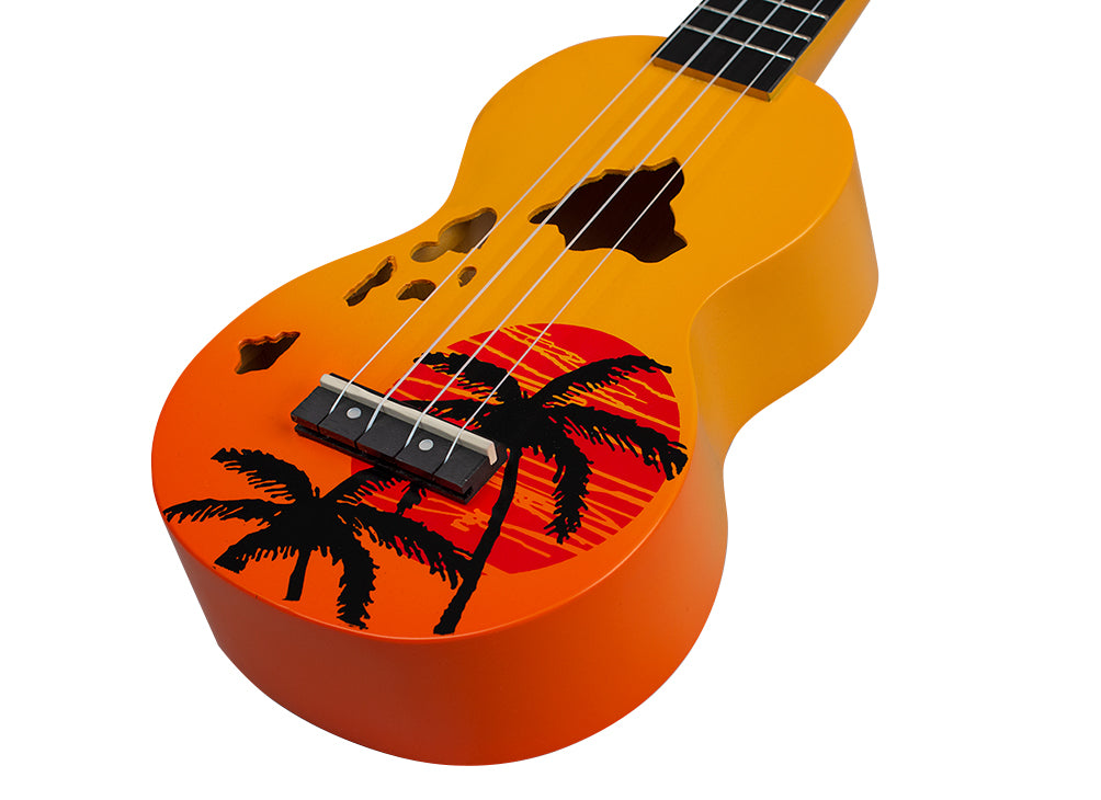 Mahalo MD1-HAORB Hibiscus Soprano Ukulele. Orange Burst