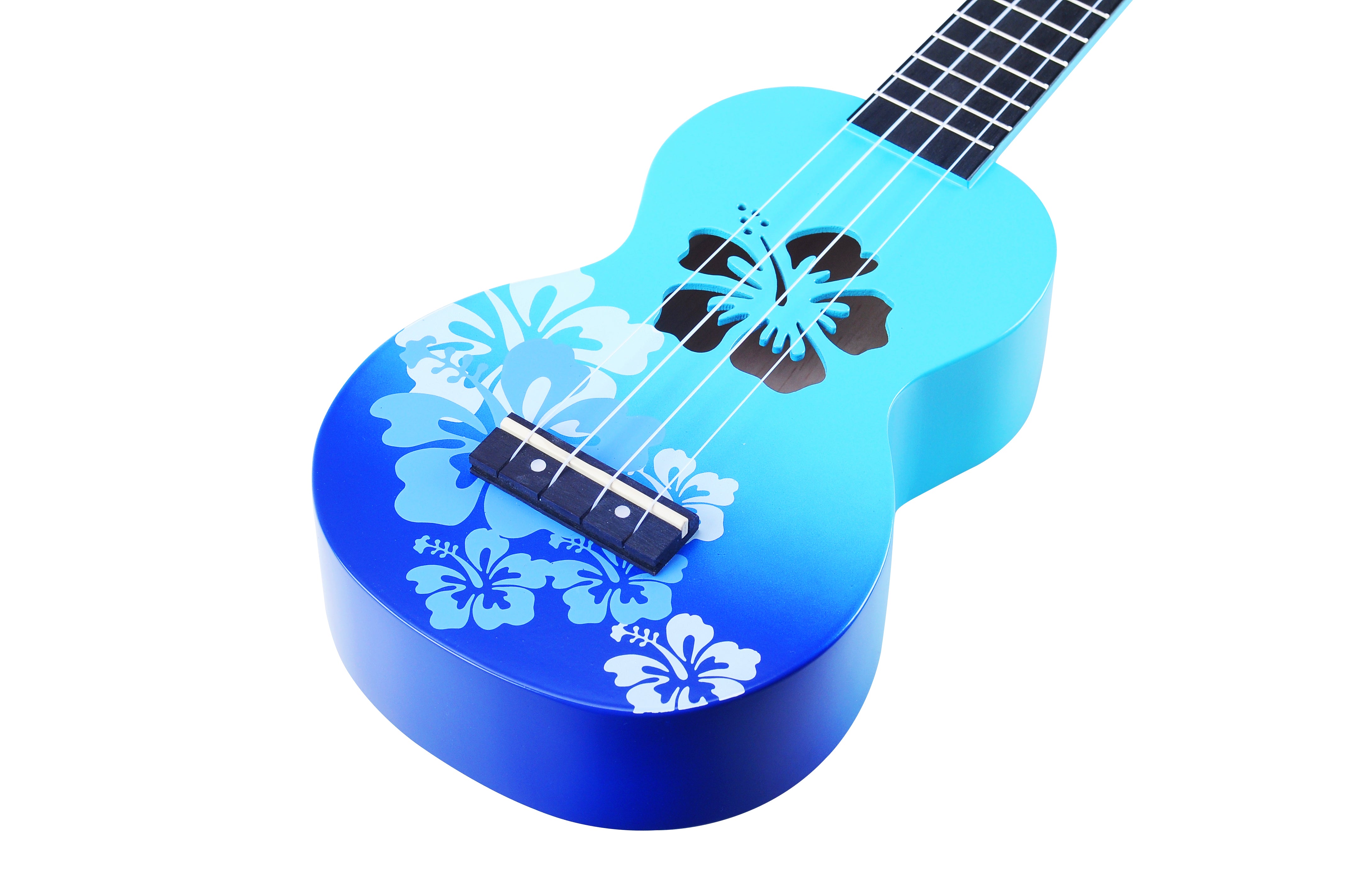 Mahalo MD1-HBBUB Hibiscus Soprano Ukulele. Blue Burst