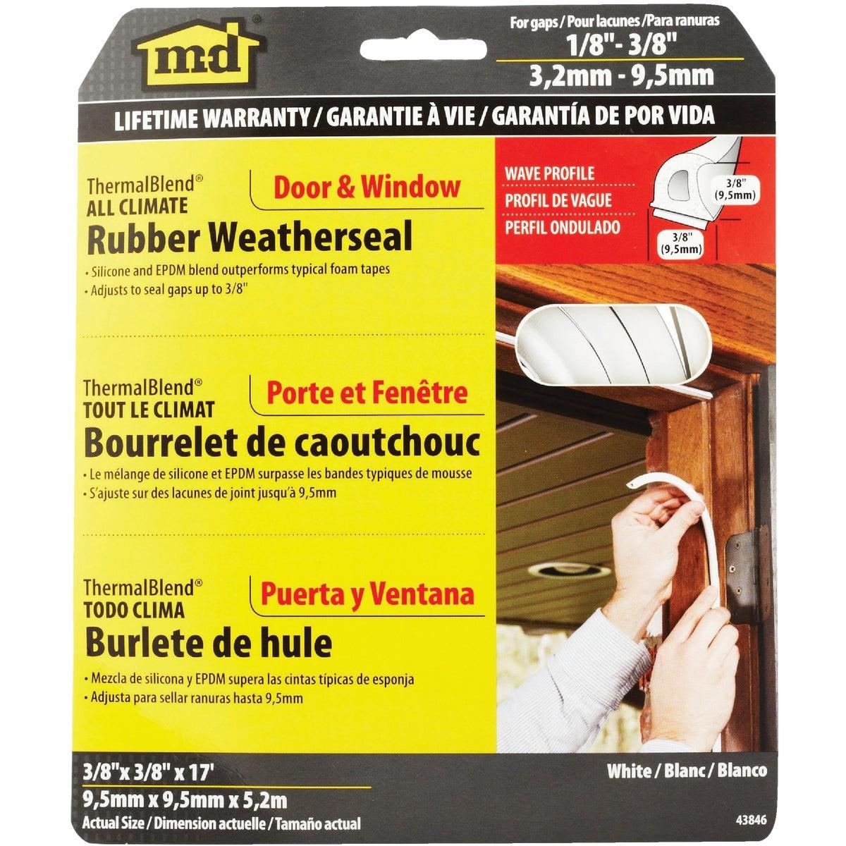 M-D White 17 Ft. Rubber Weatherstrip