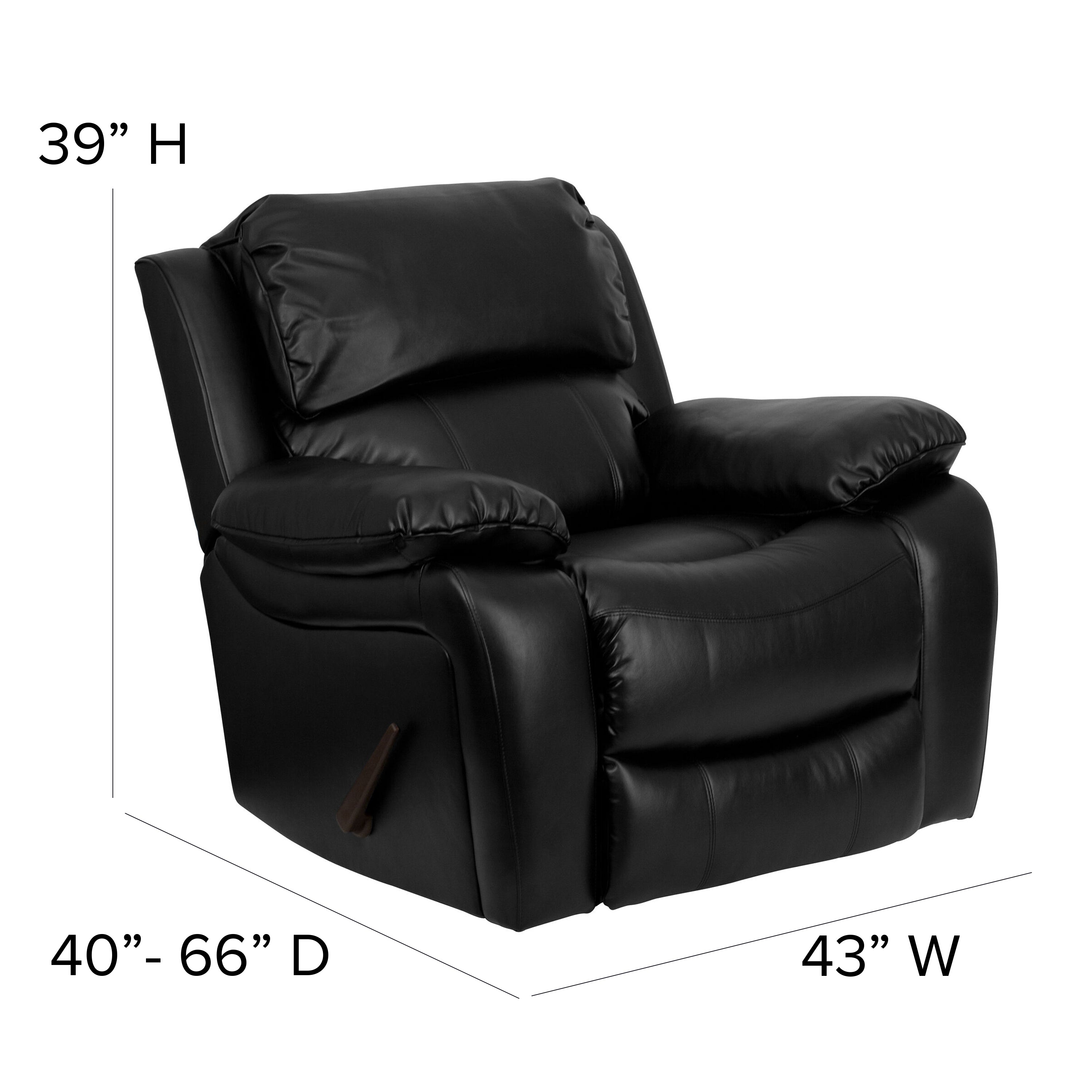 Kyle Black LeatherSoft Rocker Recliner + Headrest Cover