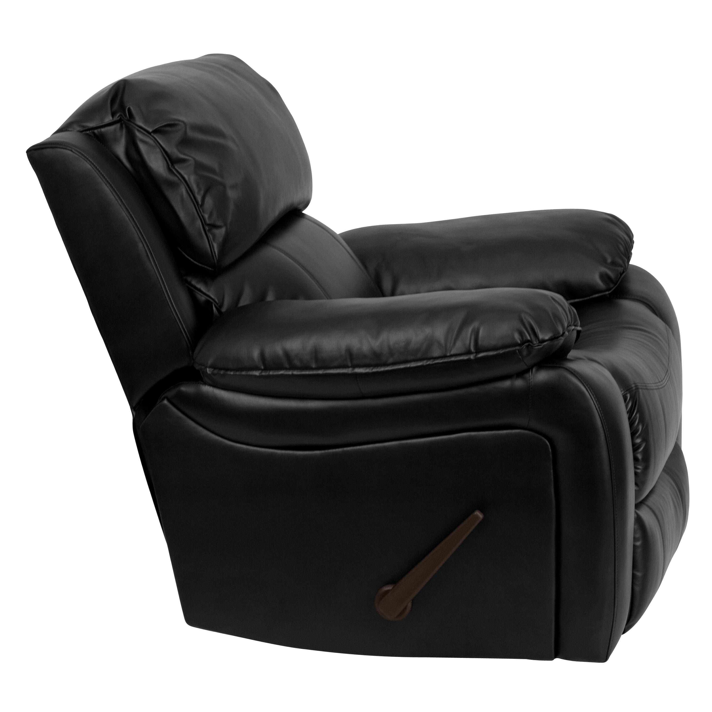 Kyle Black LeatherSoft Rocker Recliner + Headrest Cover