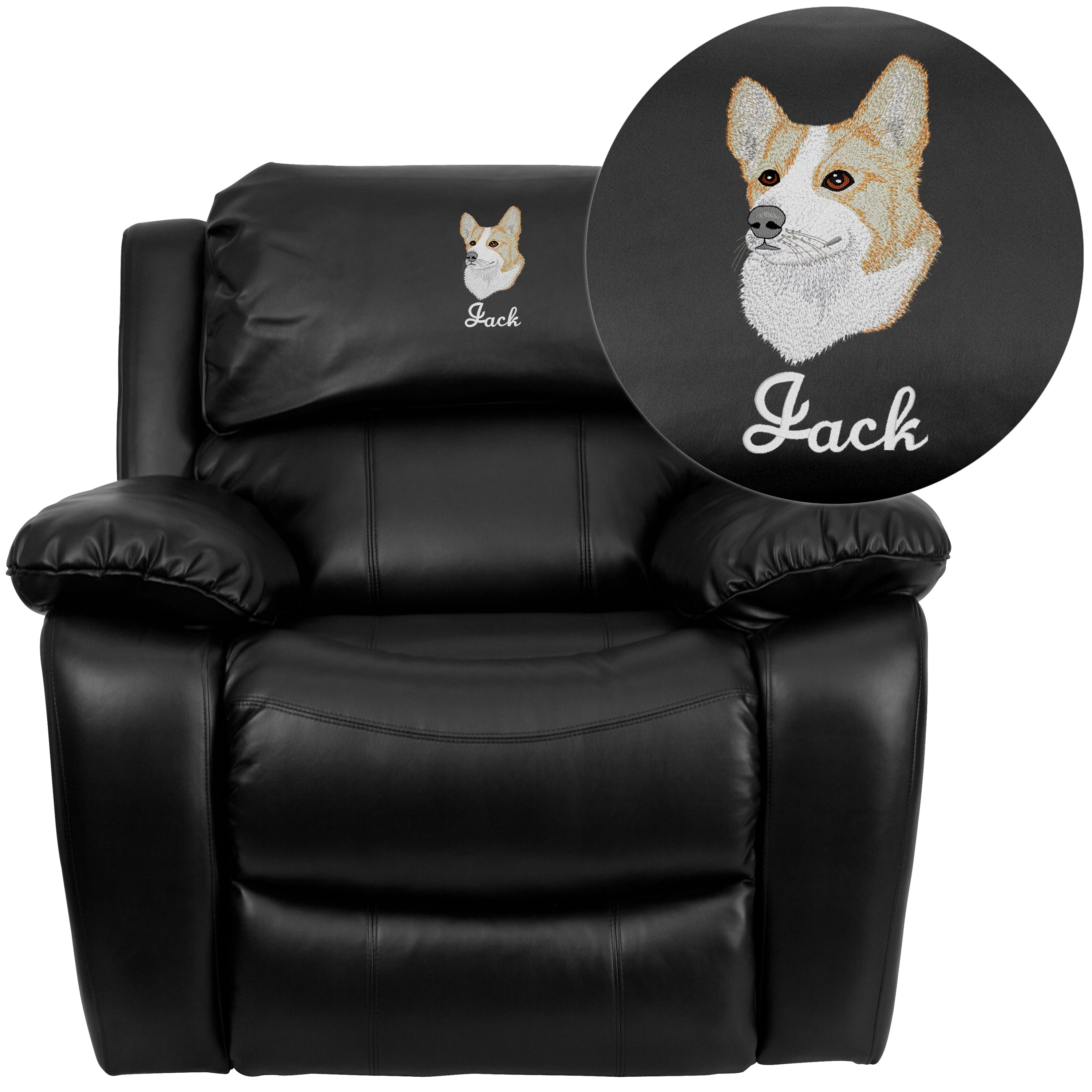 Kyle Personalized Black LeatherSoft Rocker Recliner