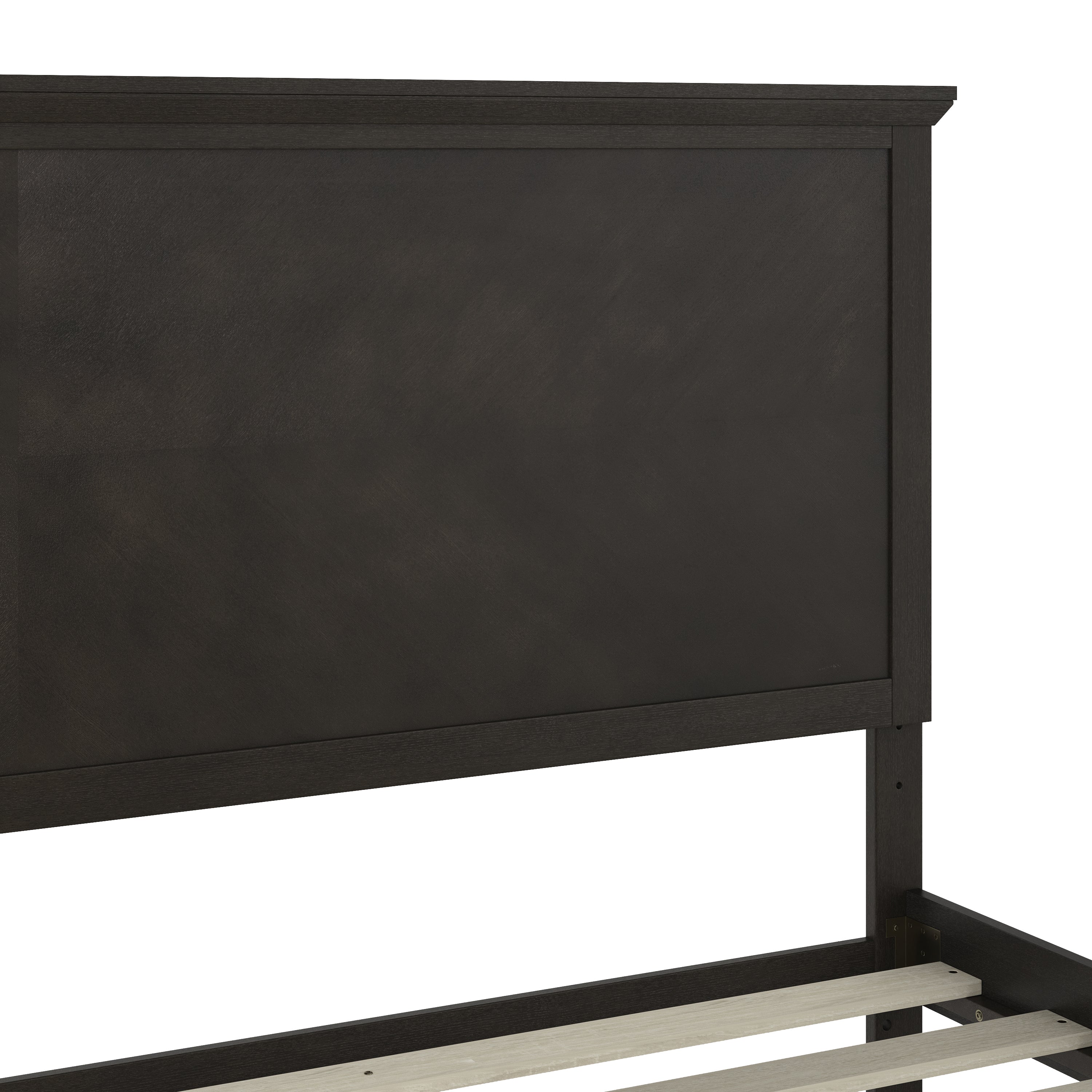 Fiona Dark Gray King Size Solid Wood Platform Bed Frame with Headboard, Footboard, and Slatted Bottom