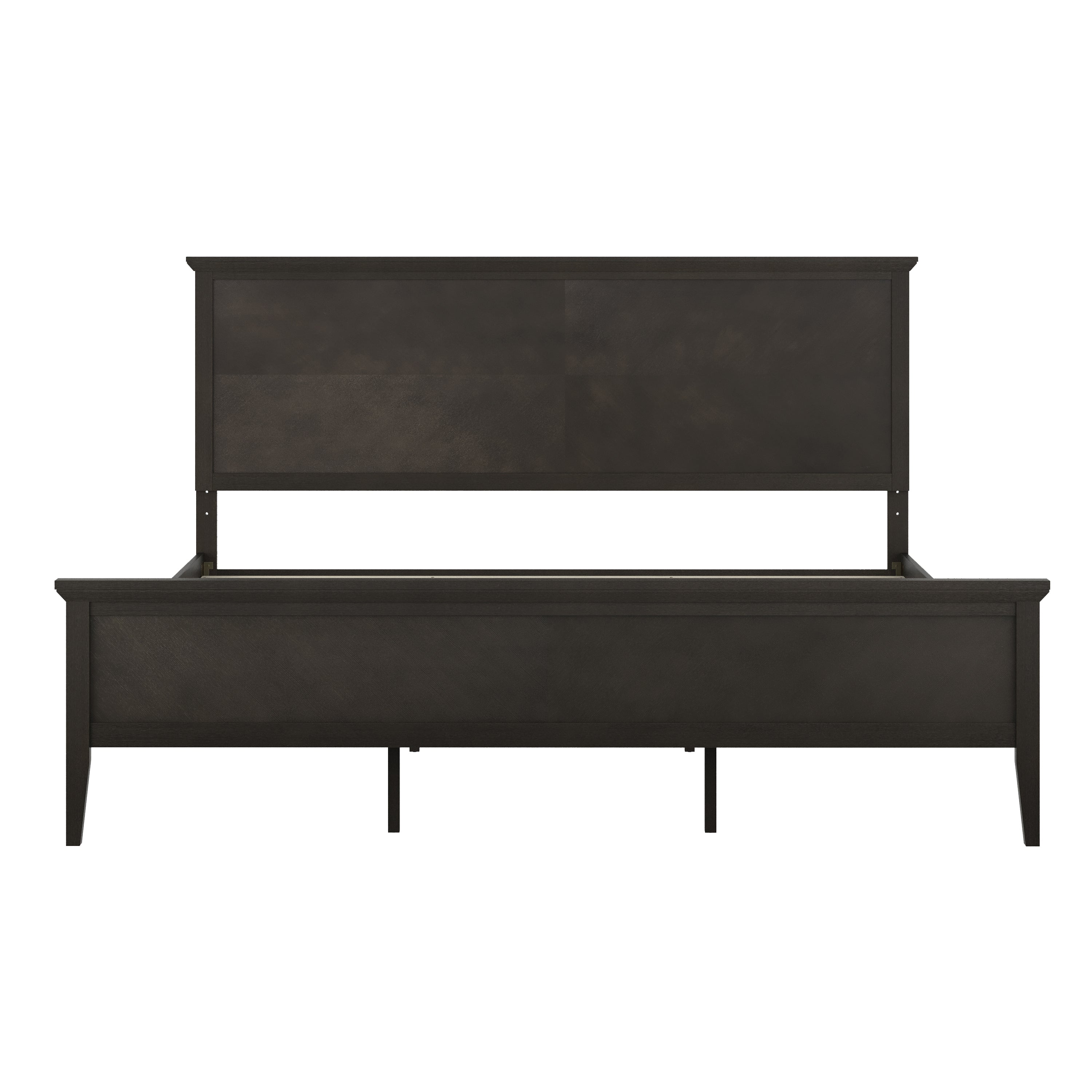 Fiona Dark Gray King Size Solid Wood Platform Bed Frame with Headboard, Footboard, and Slatted Bottom