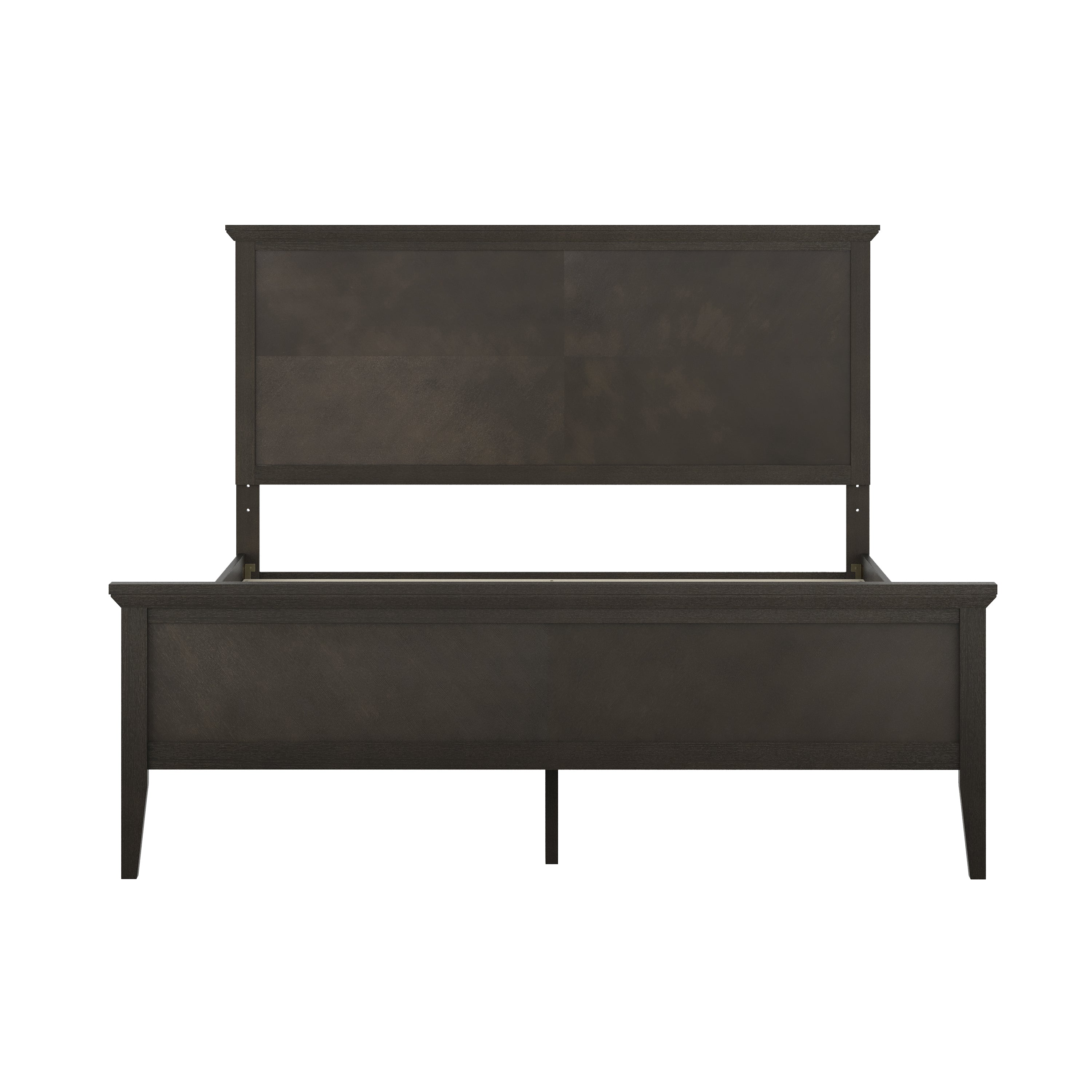 Fiona Dark Gray Queen Size Solid Wood Platform Bed Frame with Headboard, Footboard, and Slatted Bottom