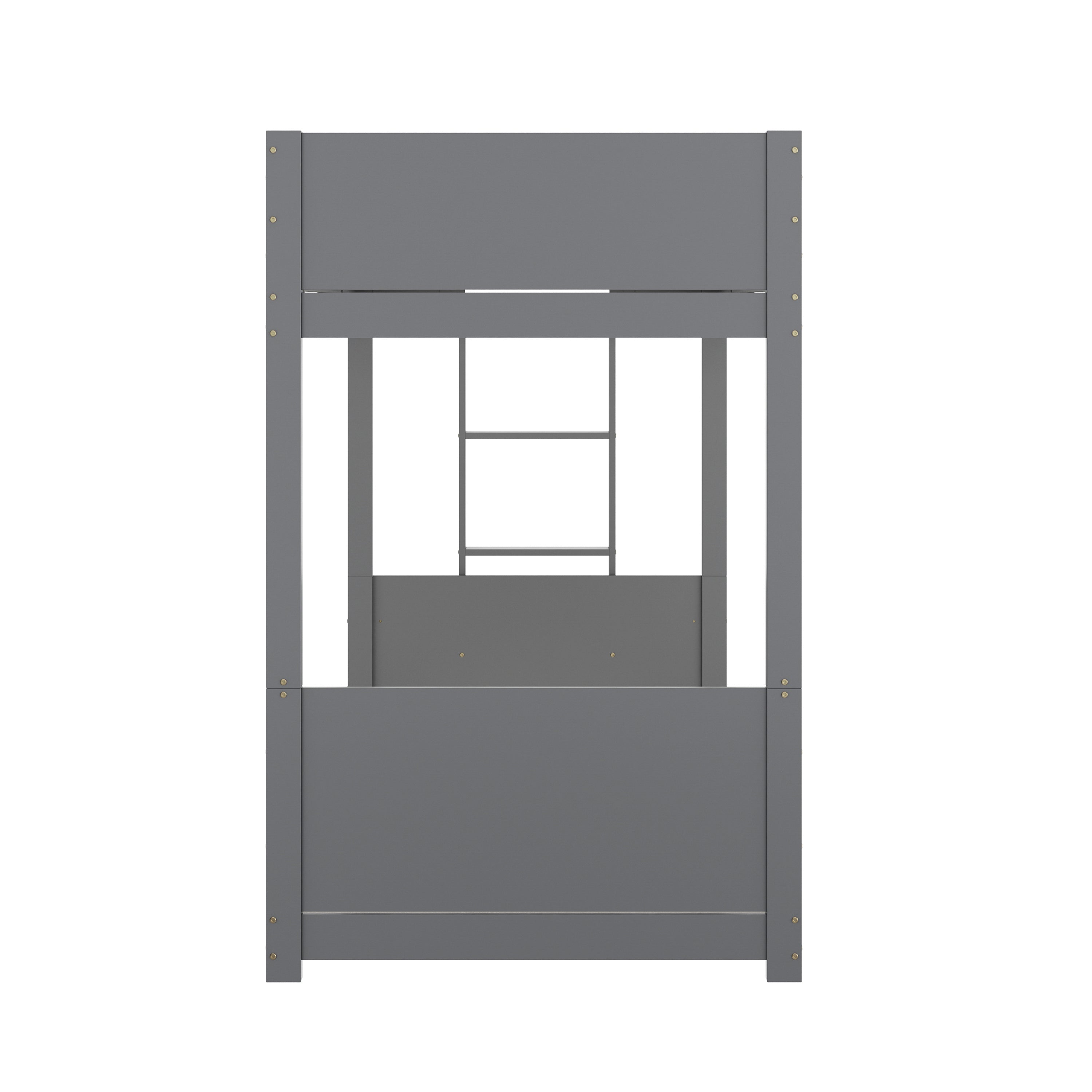 Dallas Bunk Bed Twin Over Twin, Convertible Solid Wood Bunk Bed Frame with Ladder for Kids, No Box Spring Needed in Gray