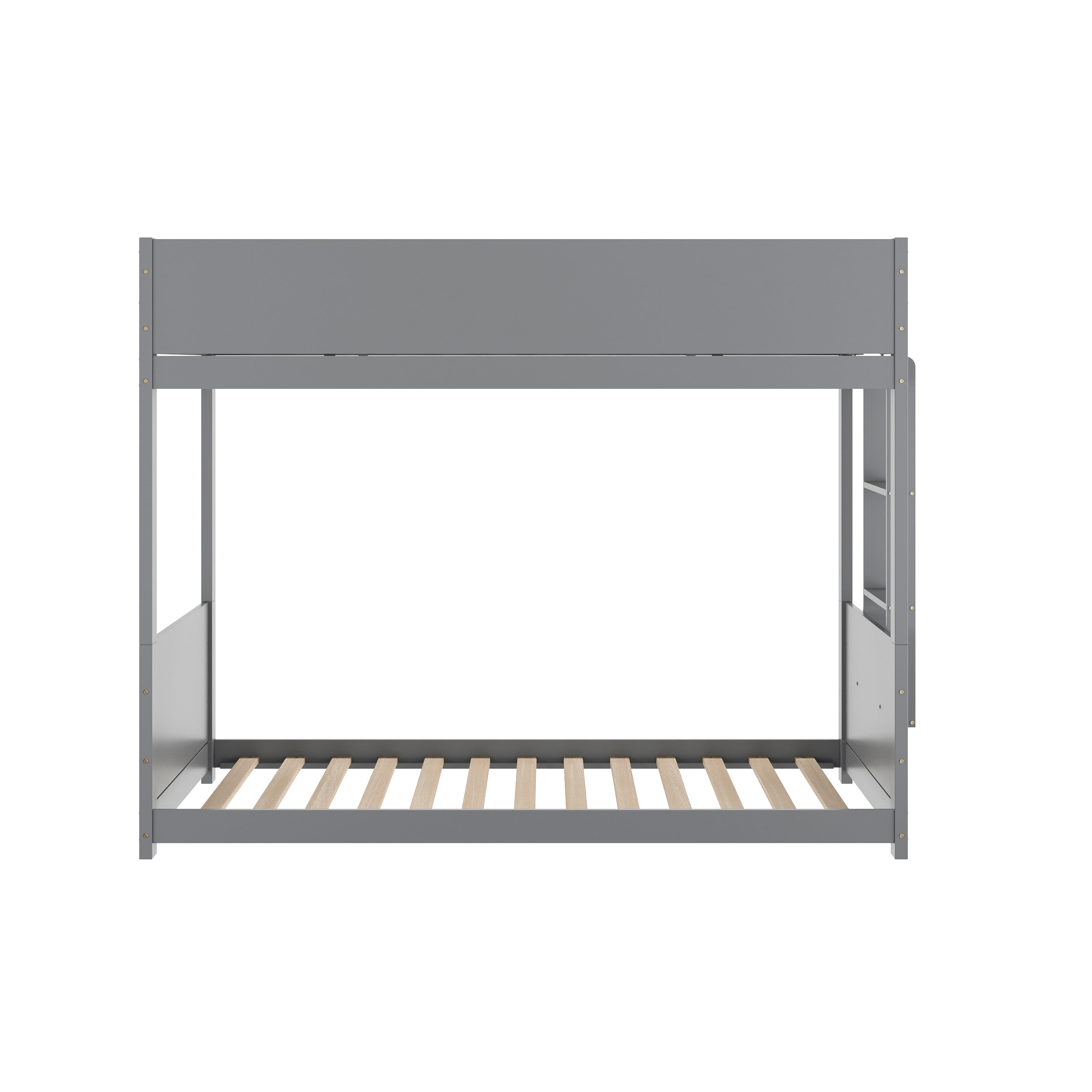 Dallas Bunk Bed Twin Over Twin, Convertible Solid Wood Bunk Bed Frame with Ladder for Kids, No Box Spring Needed in Gray