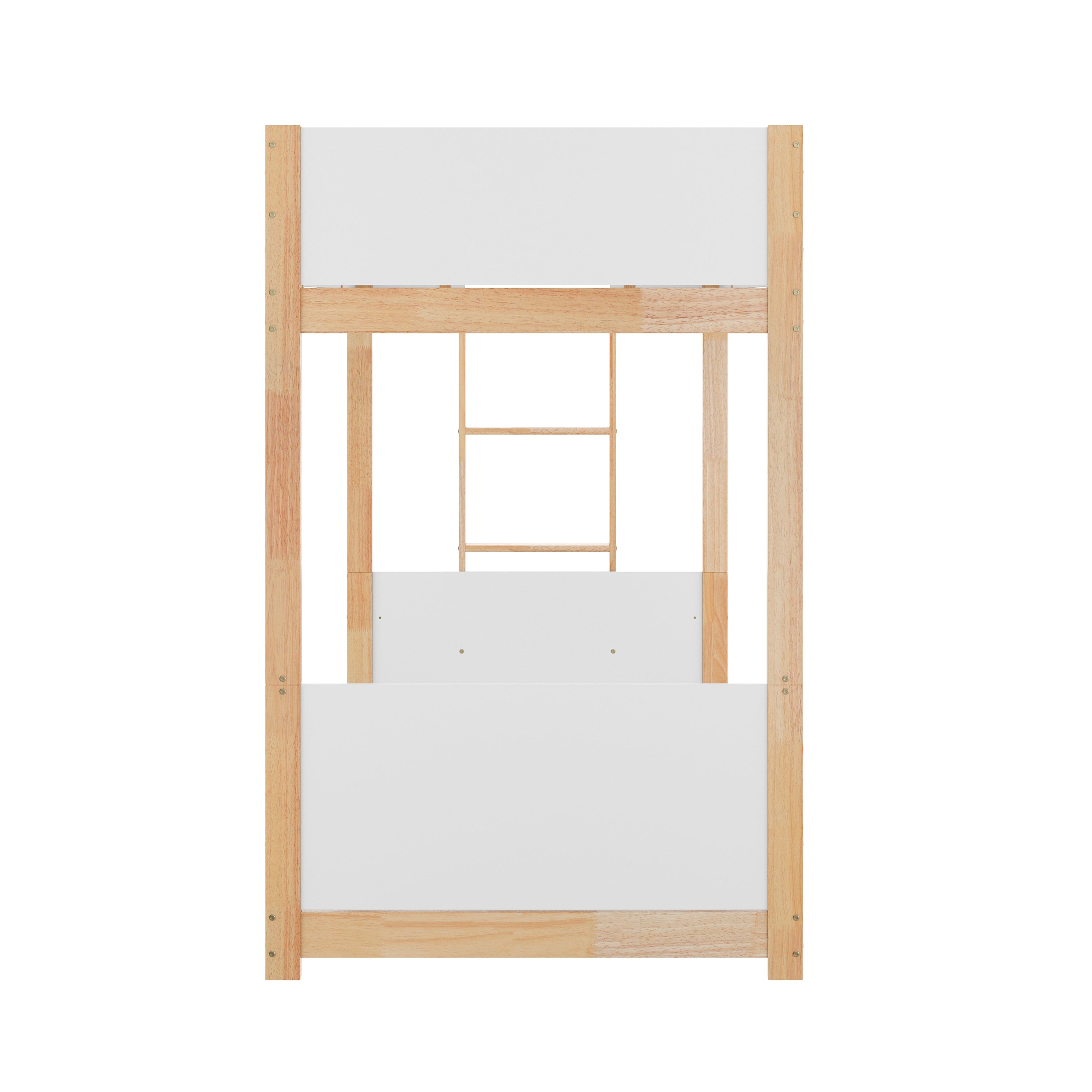 Dallas Bunk Bed Twin Over Twin, Convertible Solid Wood Bunk Bed Frame with Ladder for Kids, No Box Spring Needed in White/Natural