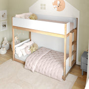 Dallas Bunk Bed Twin Over Twin, Convertible Solid Wood Bunk Bed Frame with Ladder for Kids, No Box Spring Needed in White/Natural