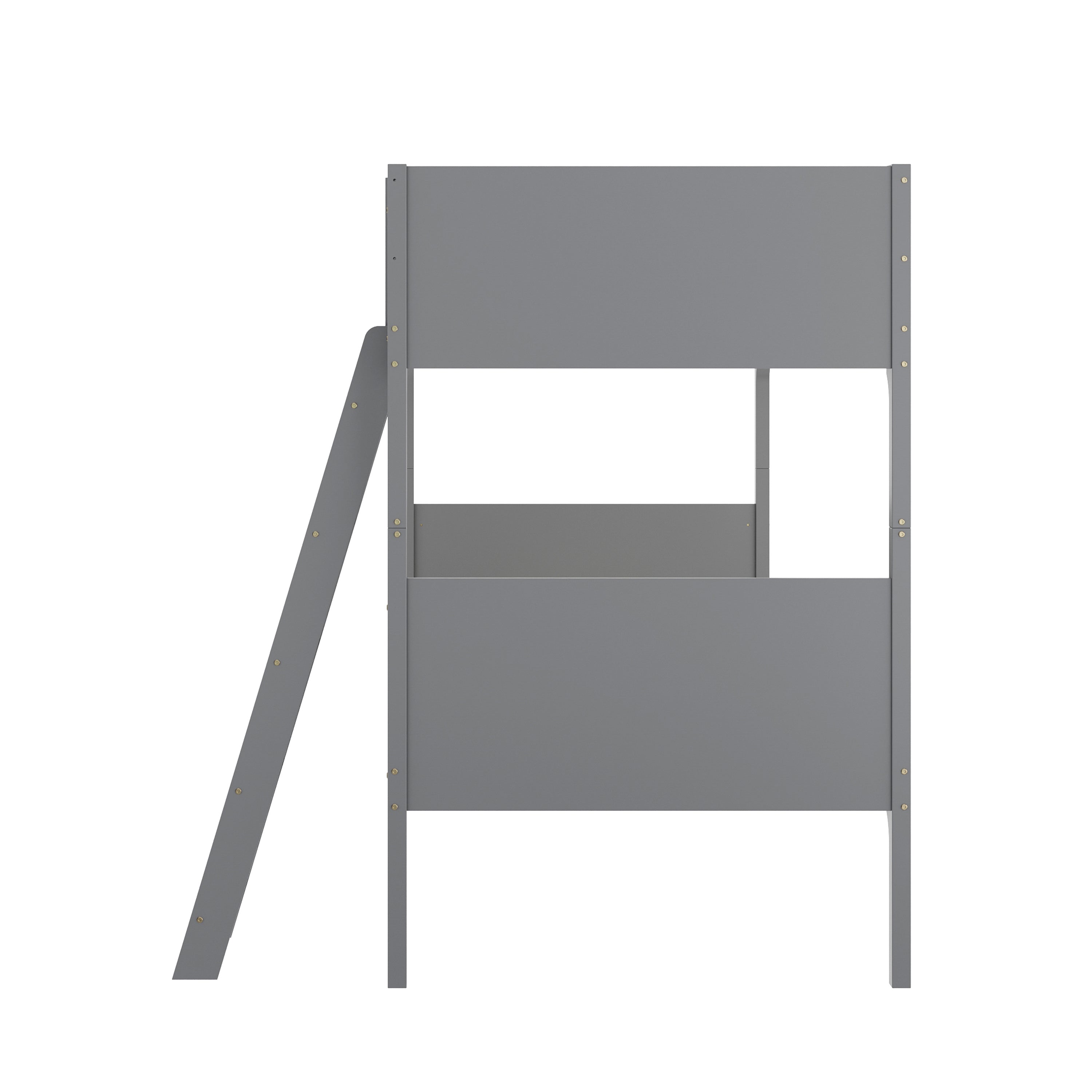 Dallas Bunk Bed Twin Over Twin, Convertible Slatted Solid Wood Bunk Bed Frame with Ladder for Kids, No Box Spring Needed in Gray