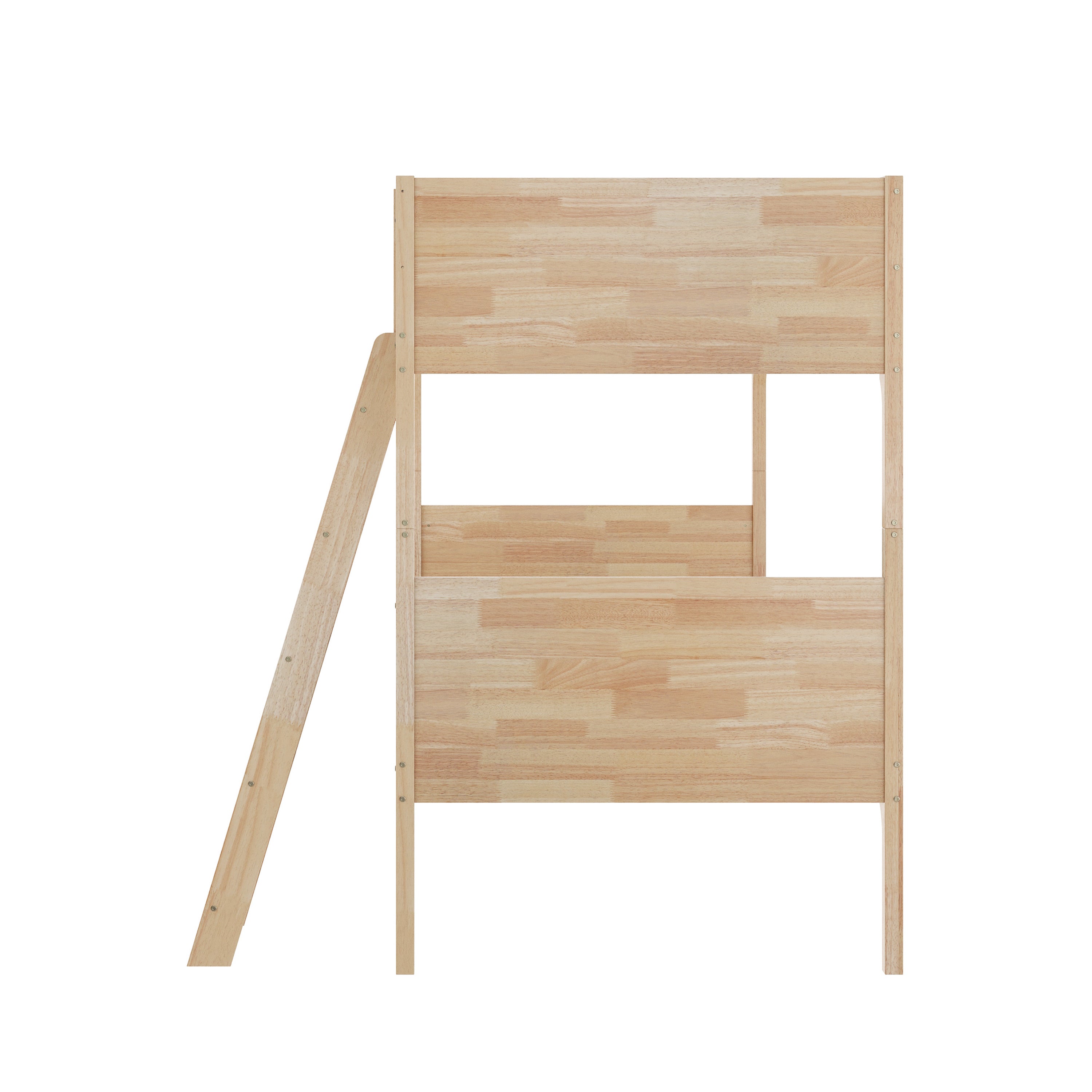 Dallas Bunk Bed Twin Over Twin, Convertible Slatted Solid Wood Bunk Bed Frame with Ladder for Kids, No Box Spring Needed in Natural