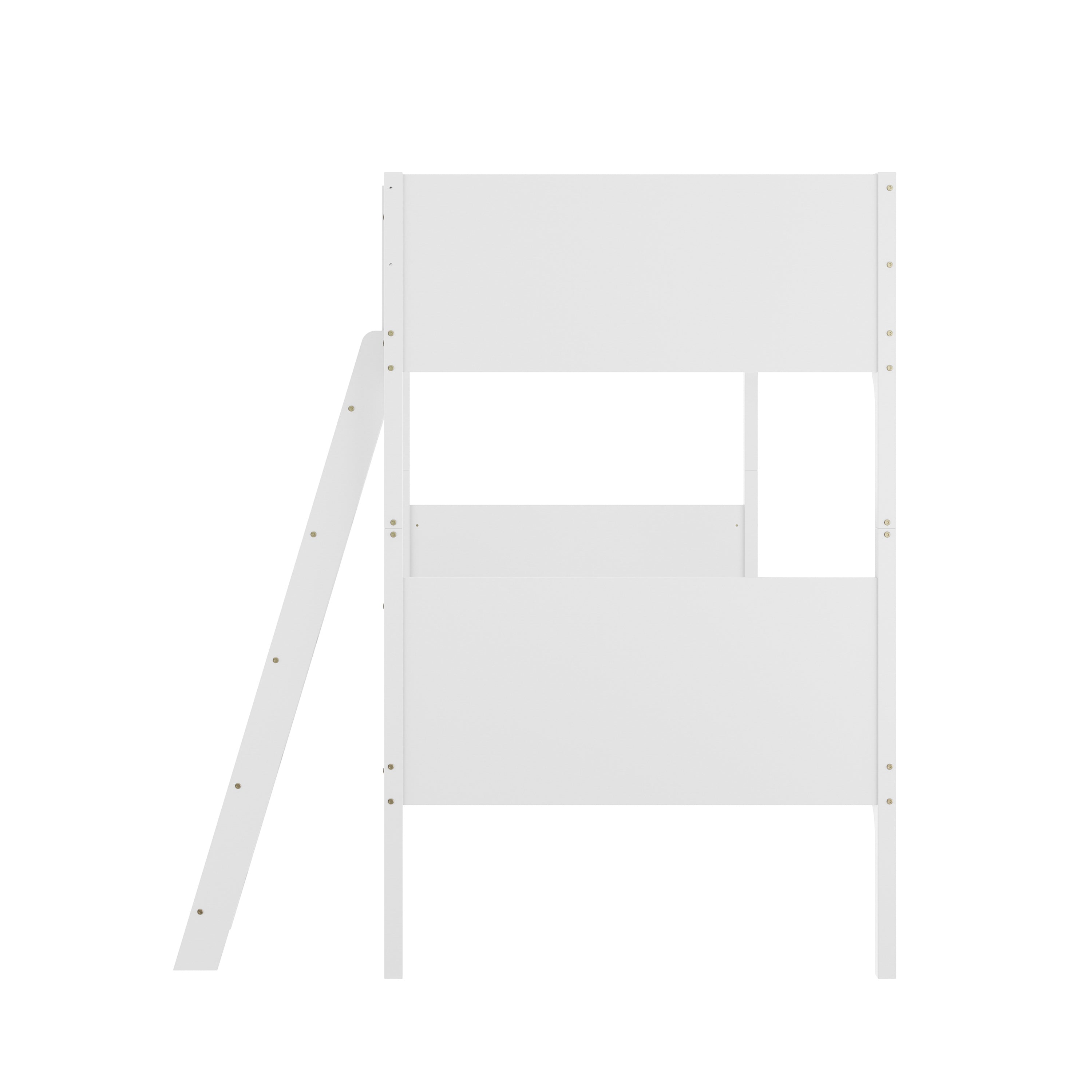 Dallas Bunk Bed Twin Over Twin, Convertible Slatted Solid Wood Bunk Bed Frame with Ladder for Kids, No Box Spring Needed in White