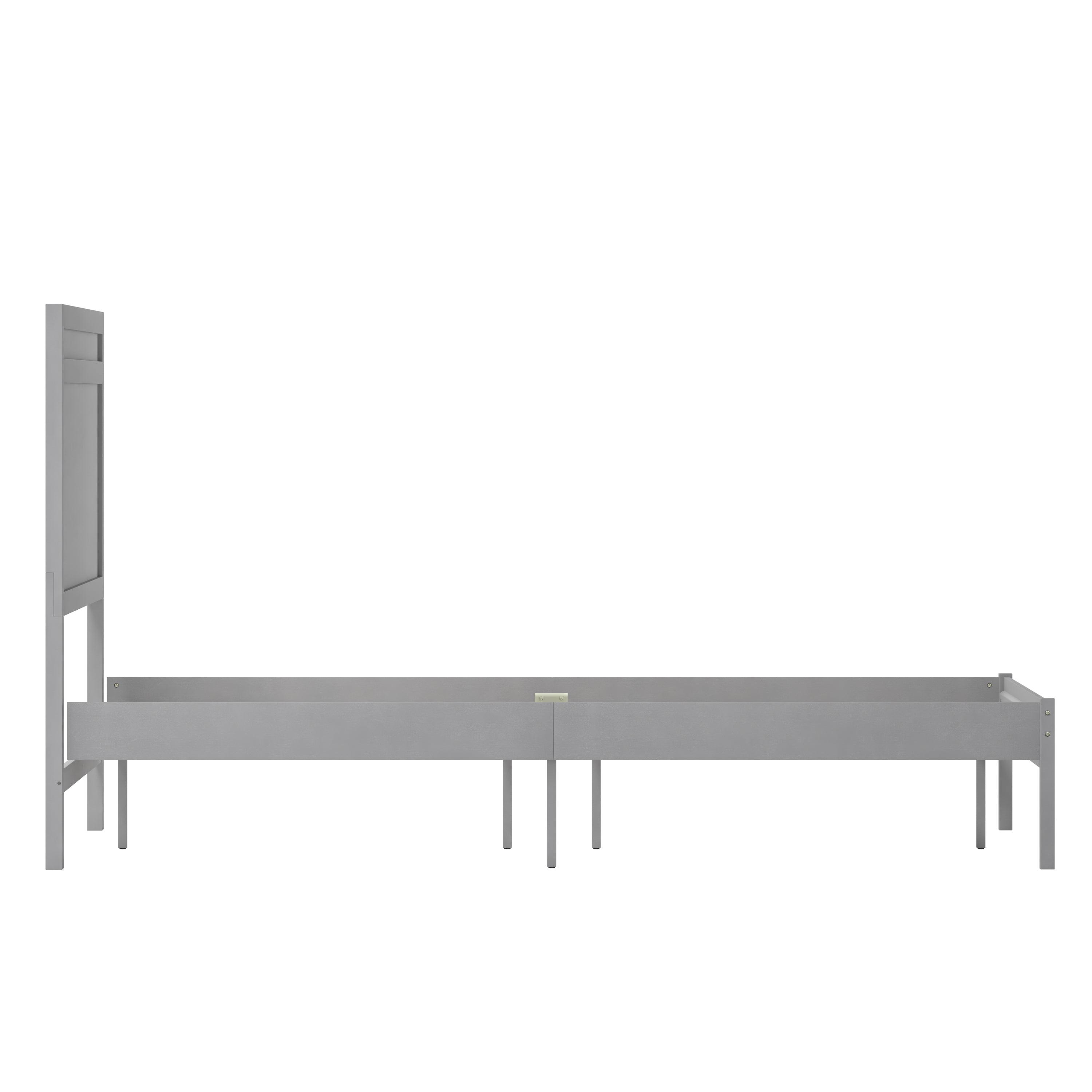 Kingston Full Size Solid Wood Platform Bed with Wooden Slats and Headboard, No Box Spring Needed, Gray