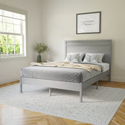 Kingston Full Size Solid Wood Platform Bed with Wooden Slats and Headboard, No Box Spring Needed, Gray