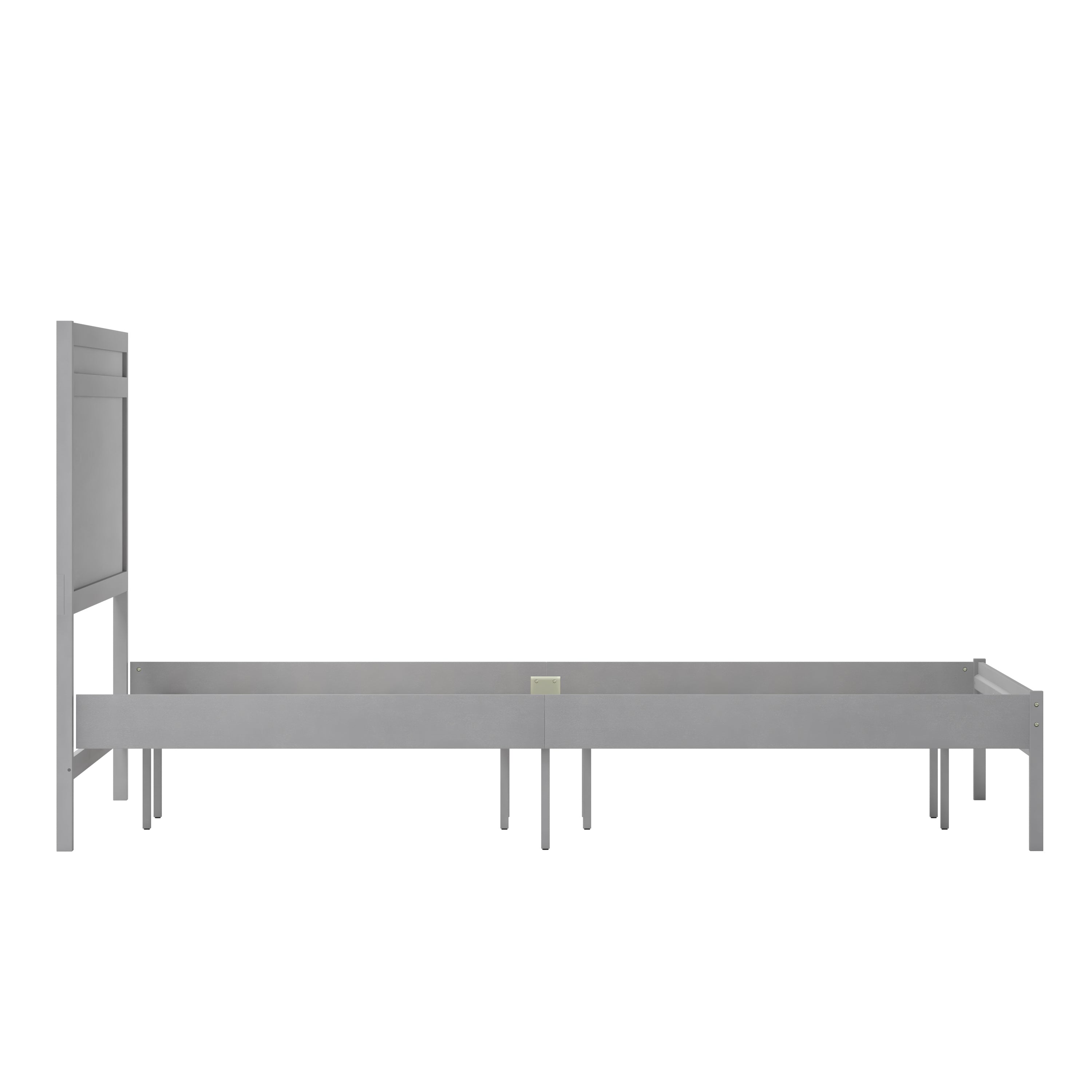 Kingston King Size Solid Wood Platform Bed with Wooden Slats and Headboard, No Box Spring Needed, Gray