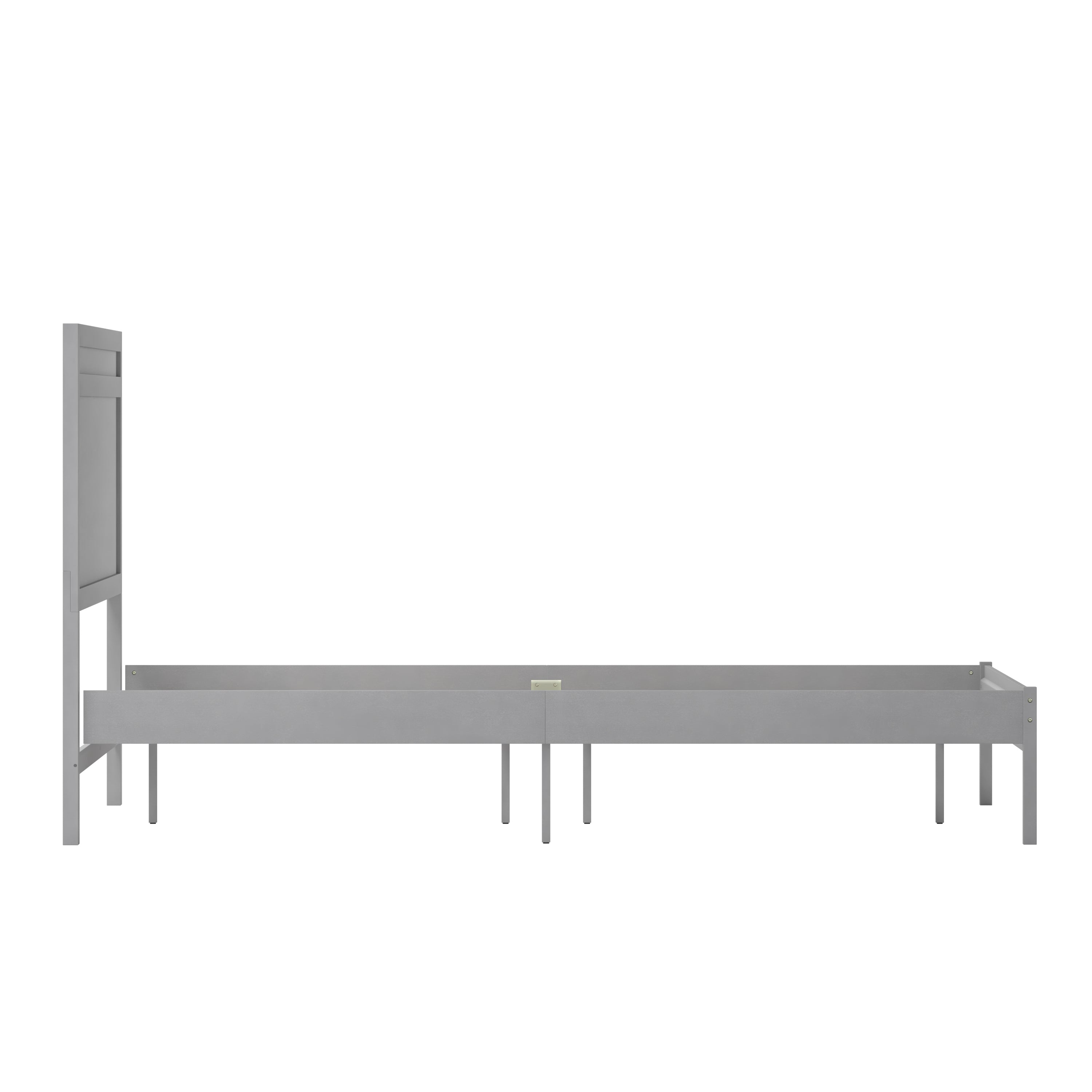 Kingston Queen Size Solid Wood Platform Bed with Wooden Slats and Headboard, No Box Spring Needed, Gray