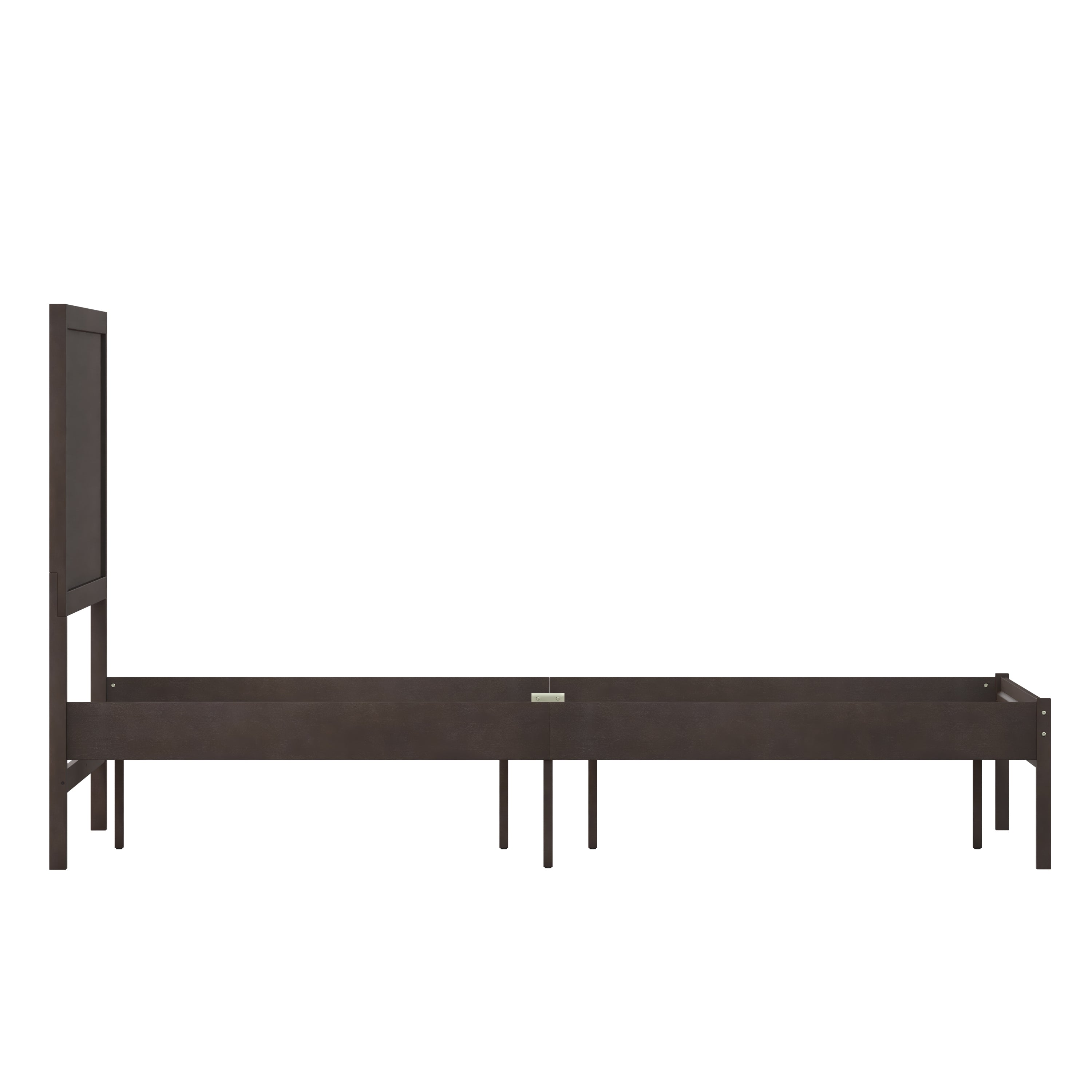 Asher Full Size Solid Wood Platform Bed with Wooden Slats and Headboard, No Box Spring Needed, Dark Brown