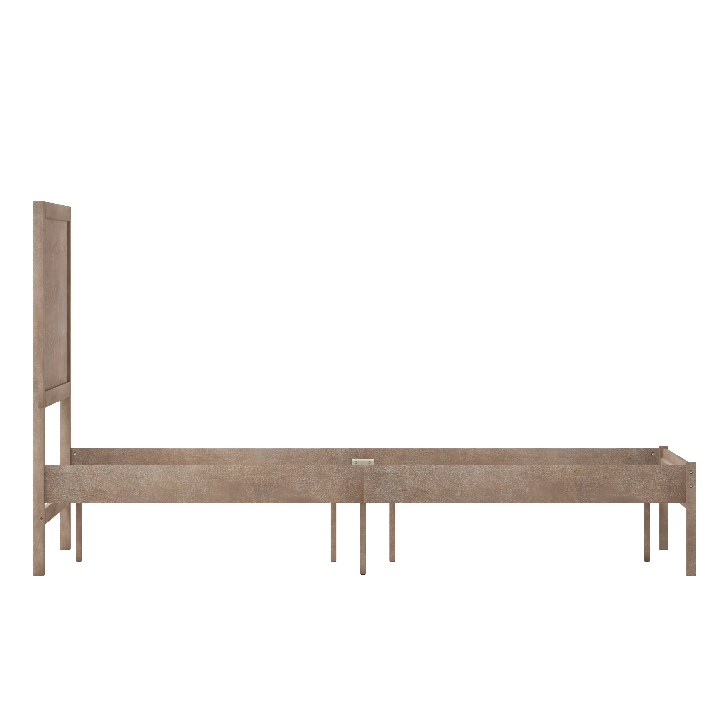 Asher Full Size Solid Wood Platform Bed with Wooden Slats and Headboard, No Box Spring Needed, Light Brown