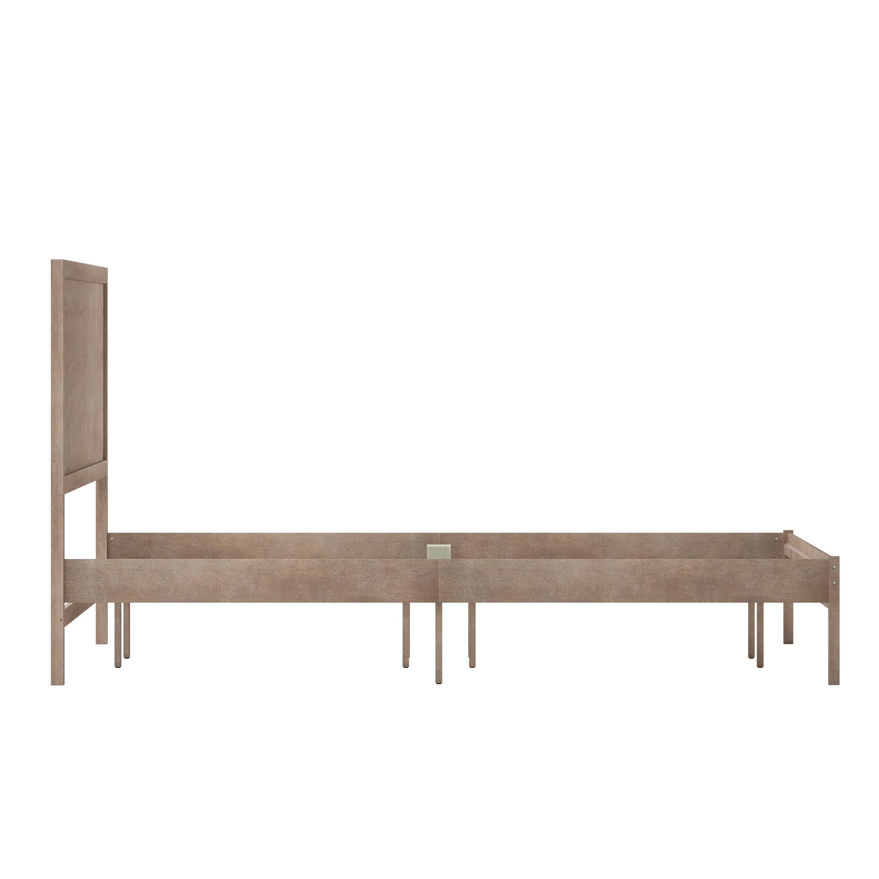 Asher King Size Solid Wood Platform Bed with Wooden Slats and Headboard, No Box Spring Needed, Light Brown