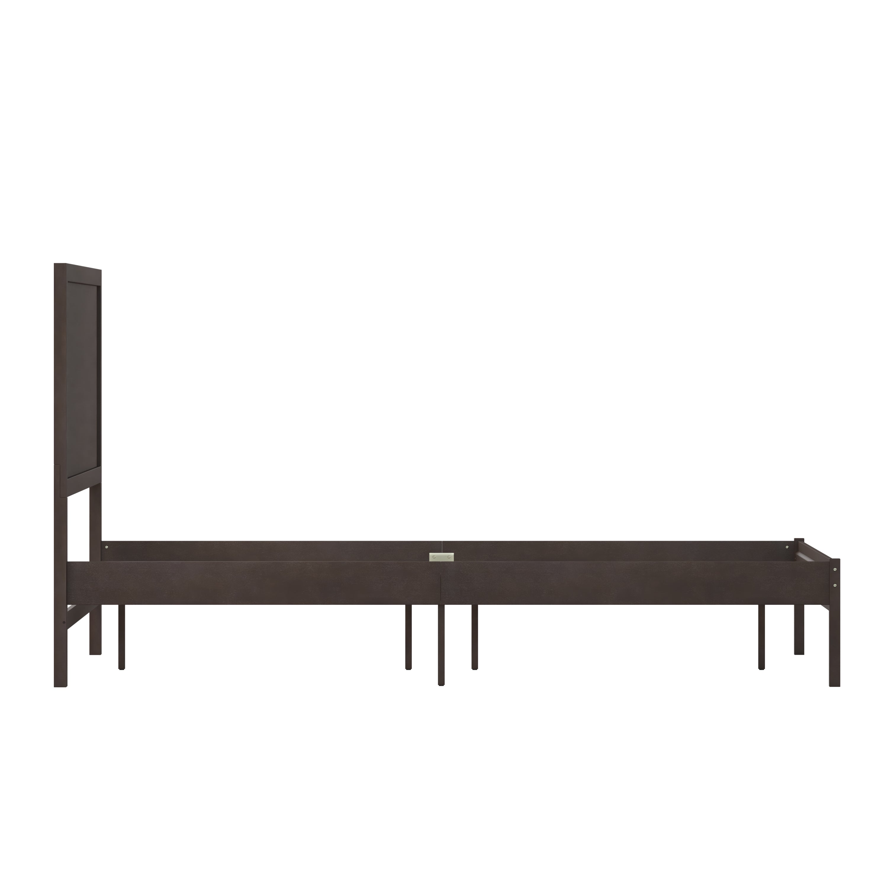 Asher Queen Size Solid Wood Platform Bed with Wooden Slats and Headboard, No Box Spring Needed, Dark Brown