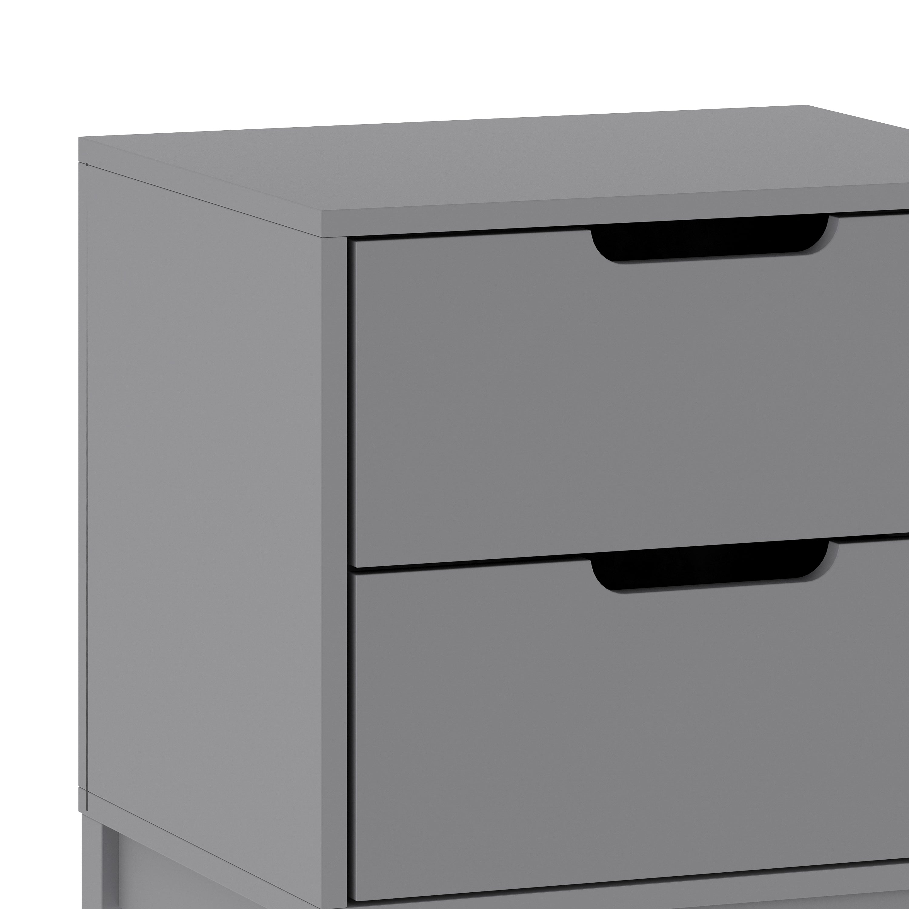 Dallas Wooden Night Stand, Bedroom Side Table with 2 Storage Drawers for Kids in Gray