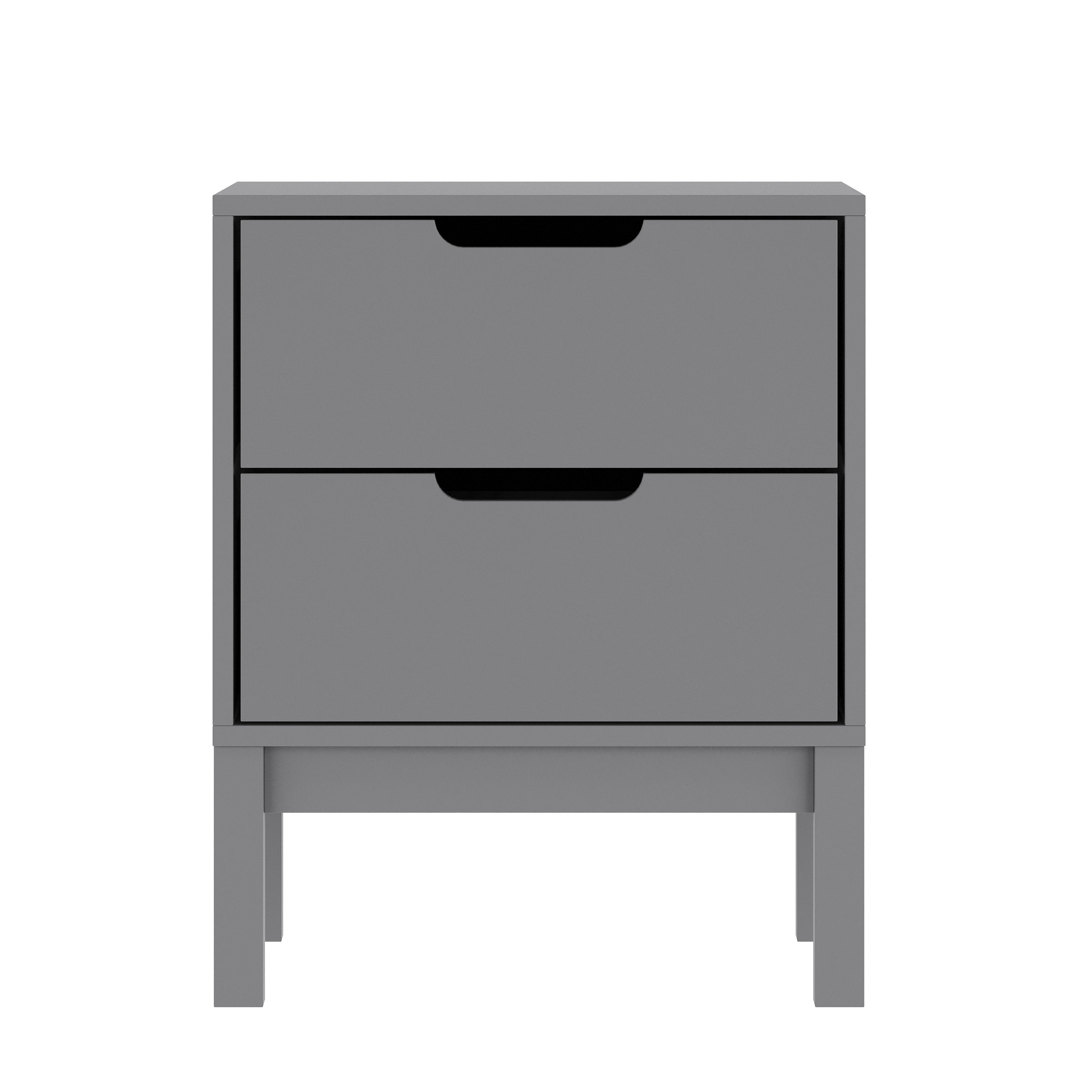 Dallas Wooden Night Stand, Bedroom Side Table with 2 Storage Drawers for Kids in Gray