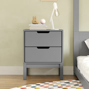 Dallas Wooden Night Stand, Bedroom Side Table with 2 Storage Drawers for Kids in Gray