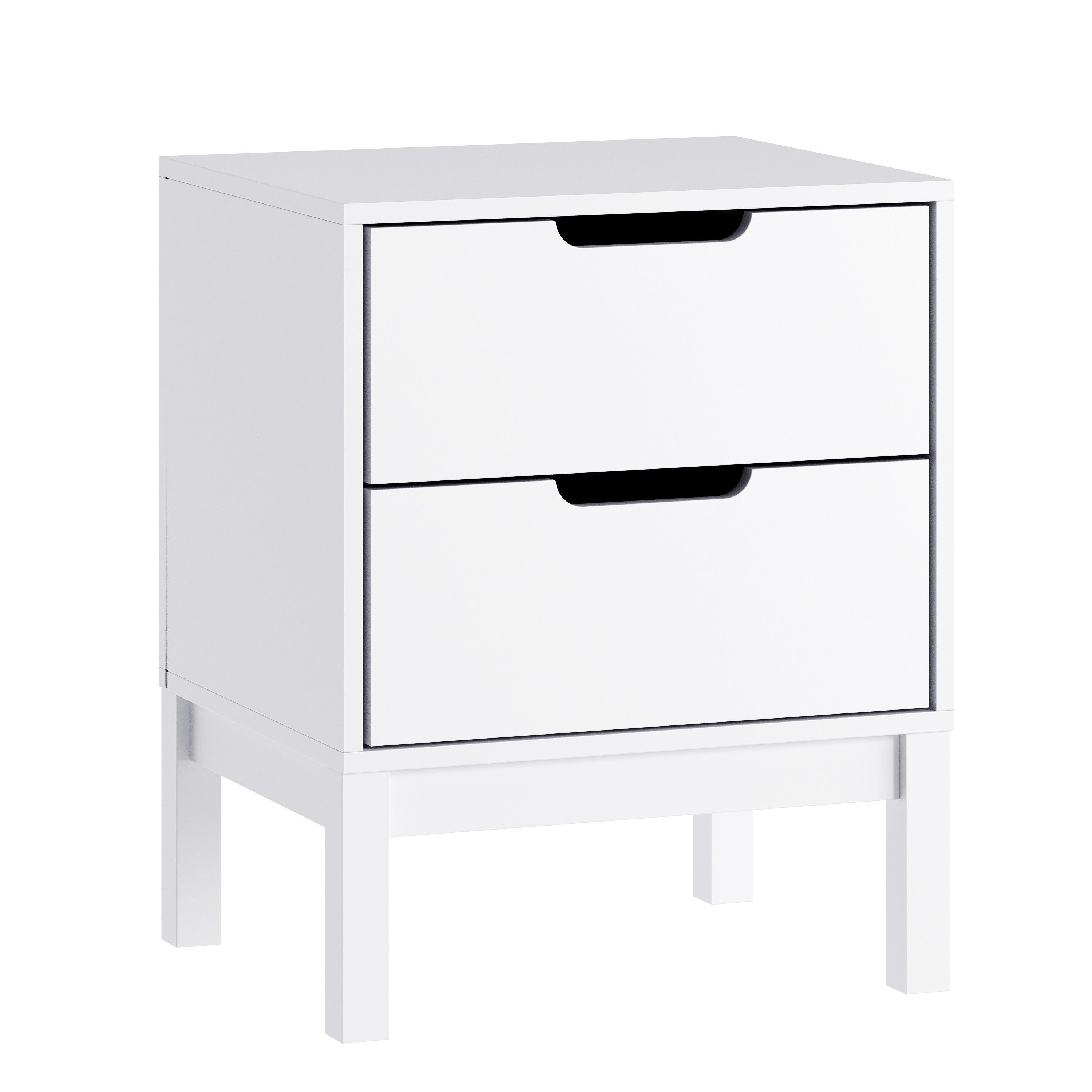 Dallas Wooden Night Stand, Bedroom Side Table with 2 Storage Drawers for Kids in White