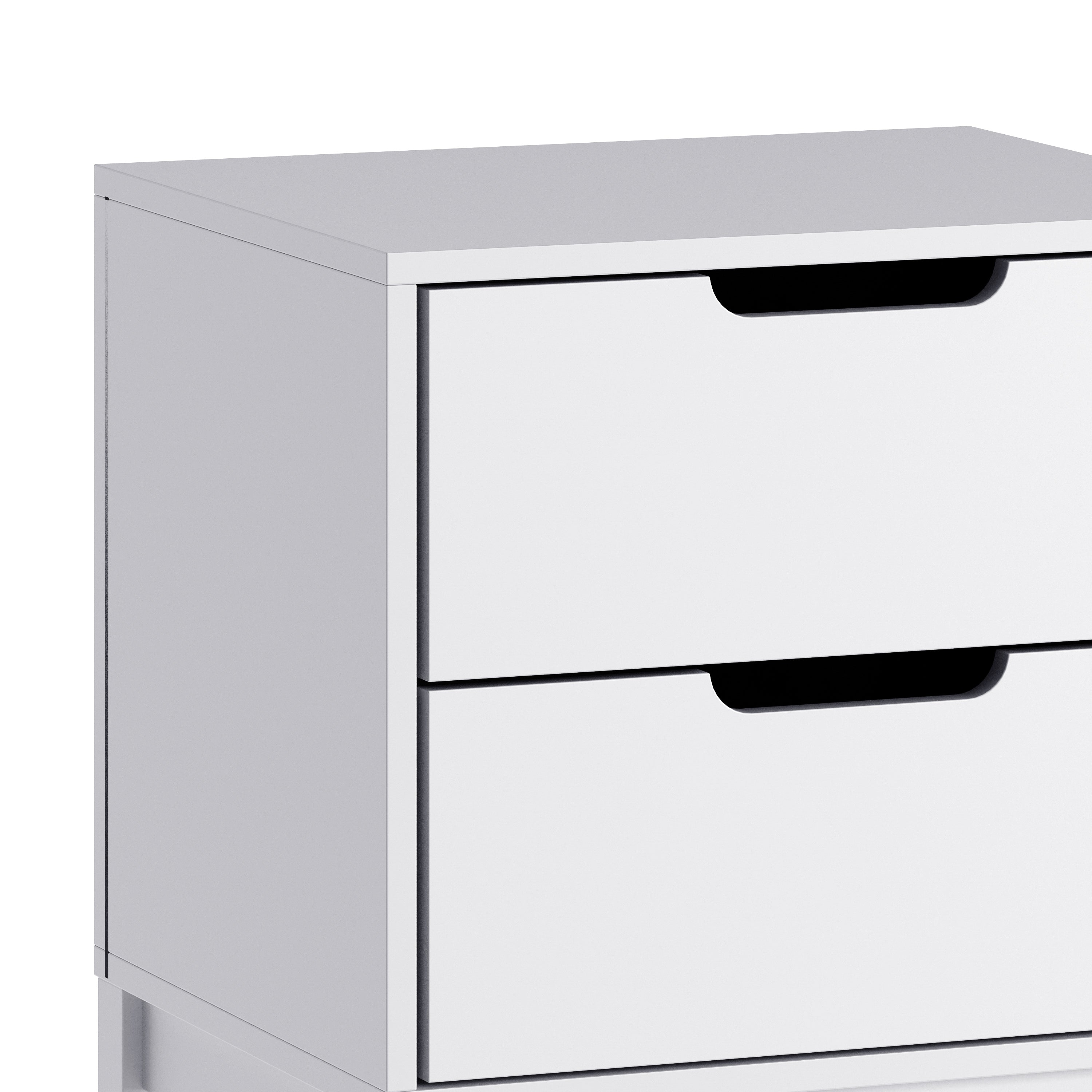 Dallas Wooden Night Stand, Bedroom Side Table with 2 Storage Drawers for Kids in White