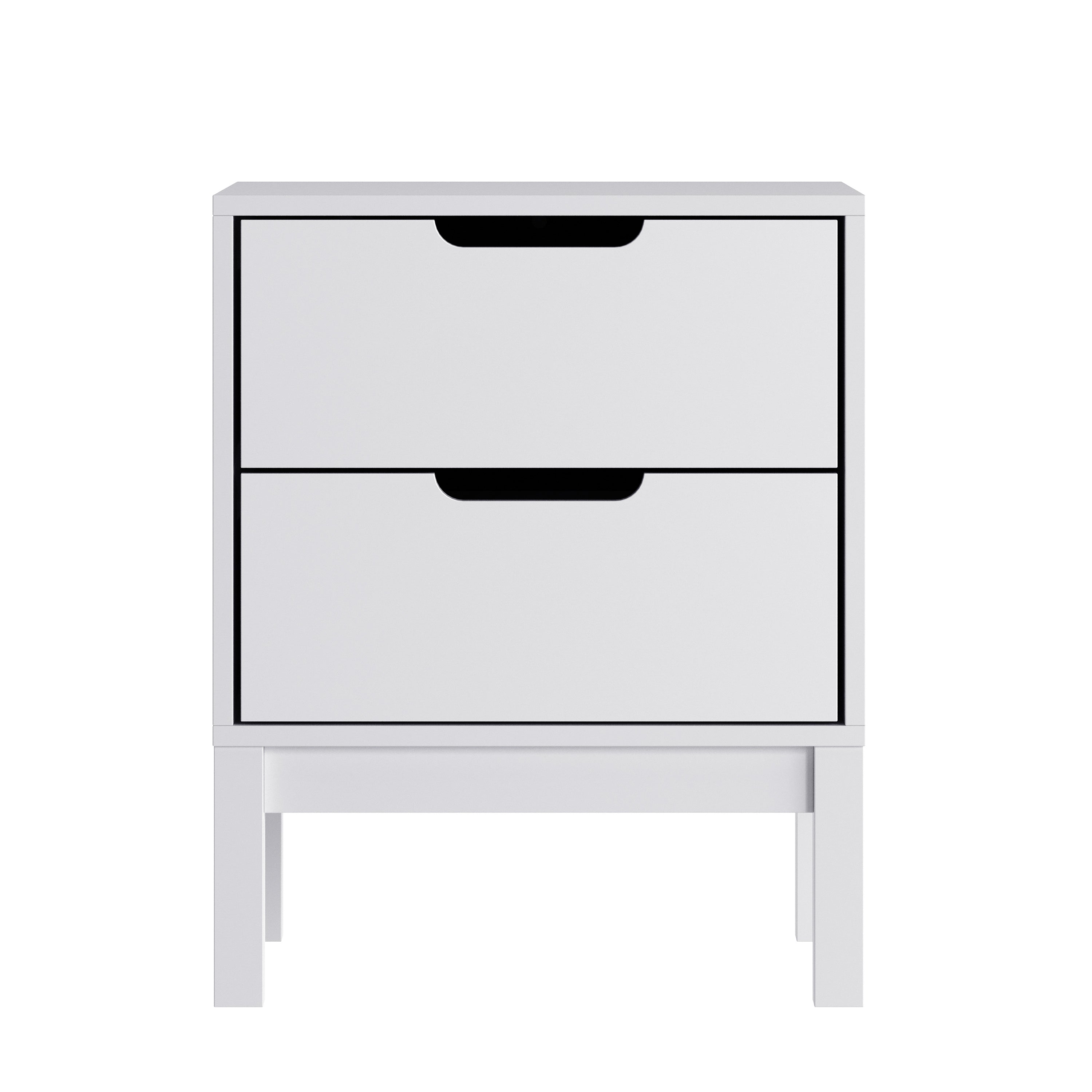 Dallas Wooden Night Stand, Bedroom Side Table with 2 Storage Drawers for Kids in White